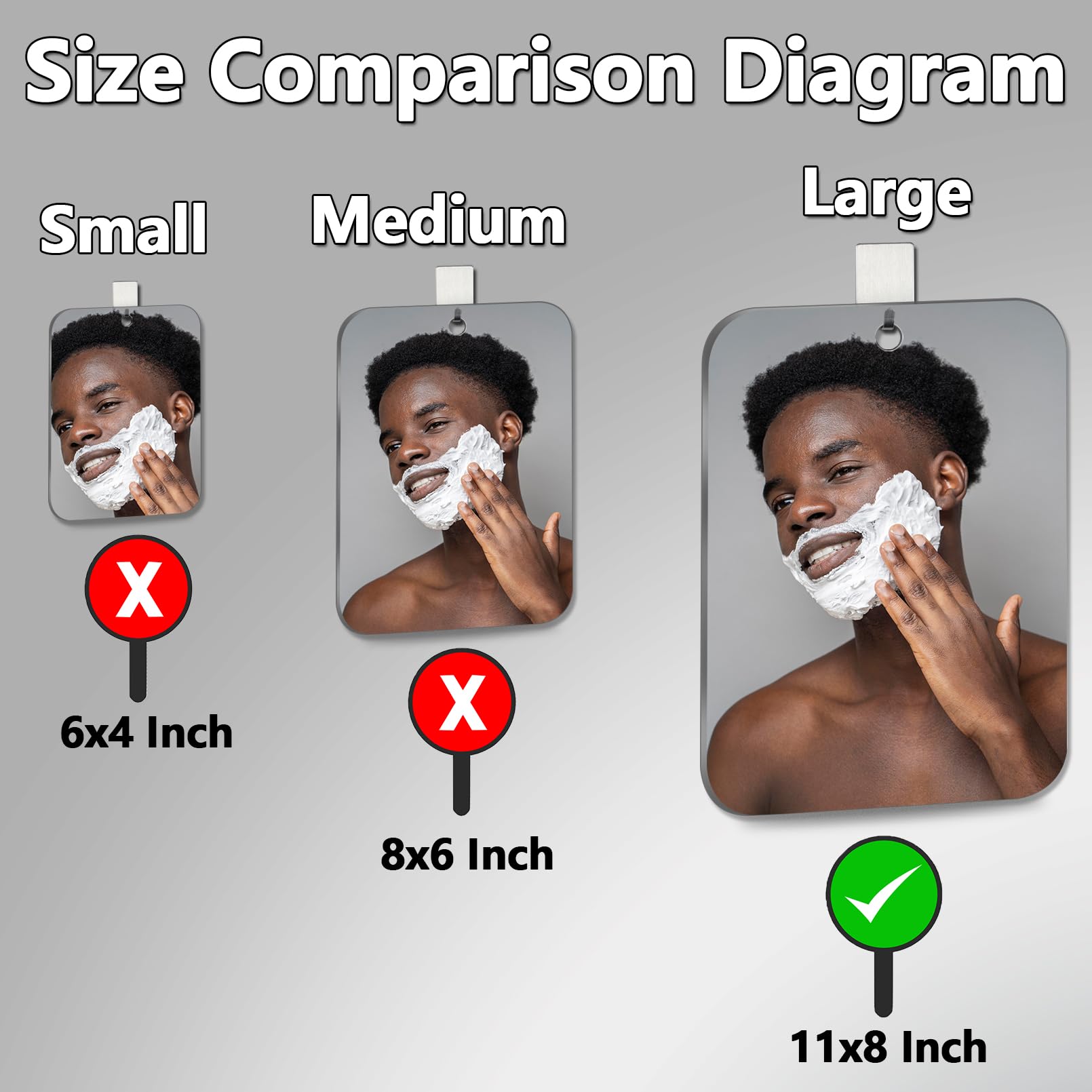 2 Pack Shower Mirror Fogless For Shaving, Larger 10.7X8 Inch Plexiglass Hand Mirror For Shower, Plastic Small Wall Mirror For Tr