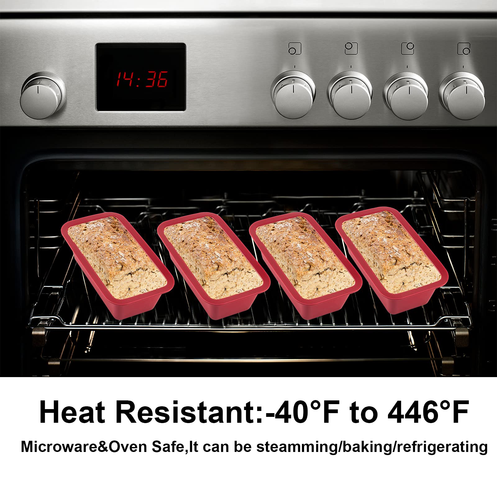 Silicone Mini Loaf Pan Set Of 4, Nonstick Easy Release Rectangle Silicone Mini Cake Pan For Baking Bread, Flexible Bpa Free Sili