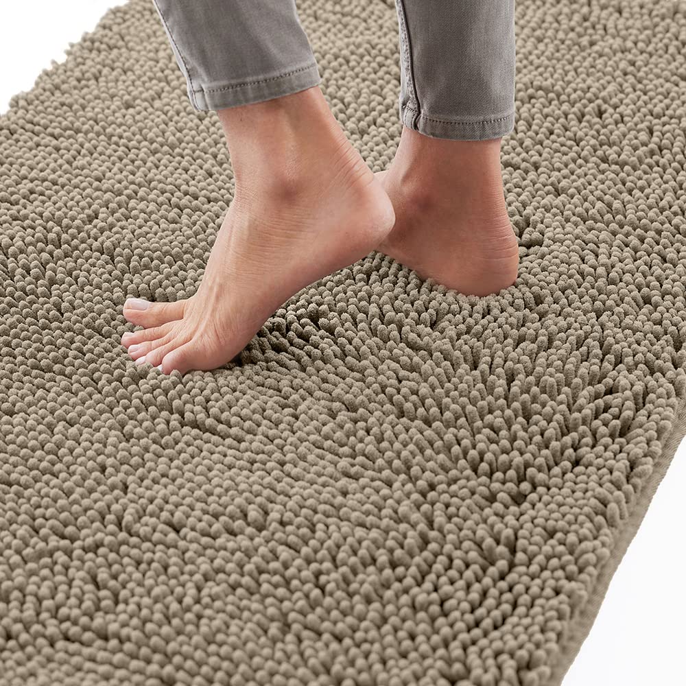 Gorilla Grip Bath Rug 60X24, Thick Soft Absorbent Chenille, Rubber Backing Quick Dry Microfiber Mats, Machine Washable Rugs For