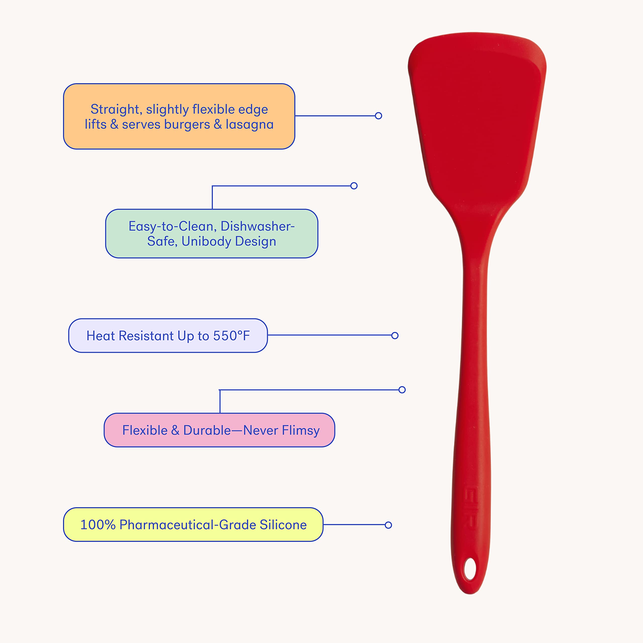 Gir: Get It Right Premium Silicone Ultimate Turner - Non-Stick Heat Resistant Turner - Ideal For Bbqs & Cookouts -Able To Lift,