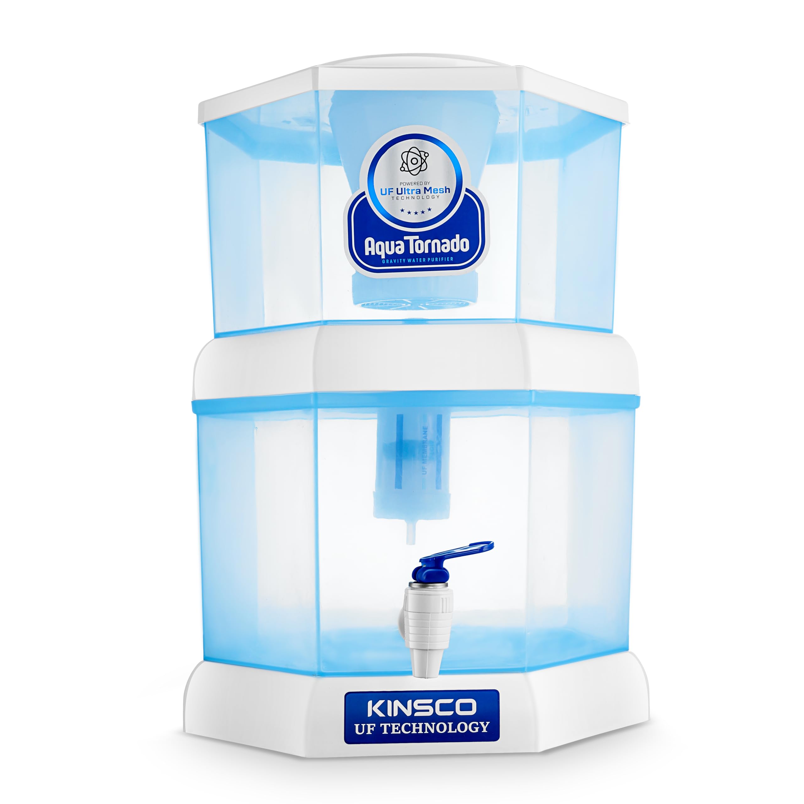 Kinsco Aqua Tornado Gravity Water Purifier | Uf Ultra Mesh Technology | ChemicalFree, Easy To Use Water Filter For Home & Offic