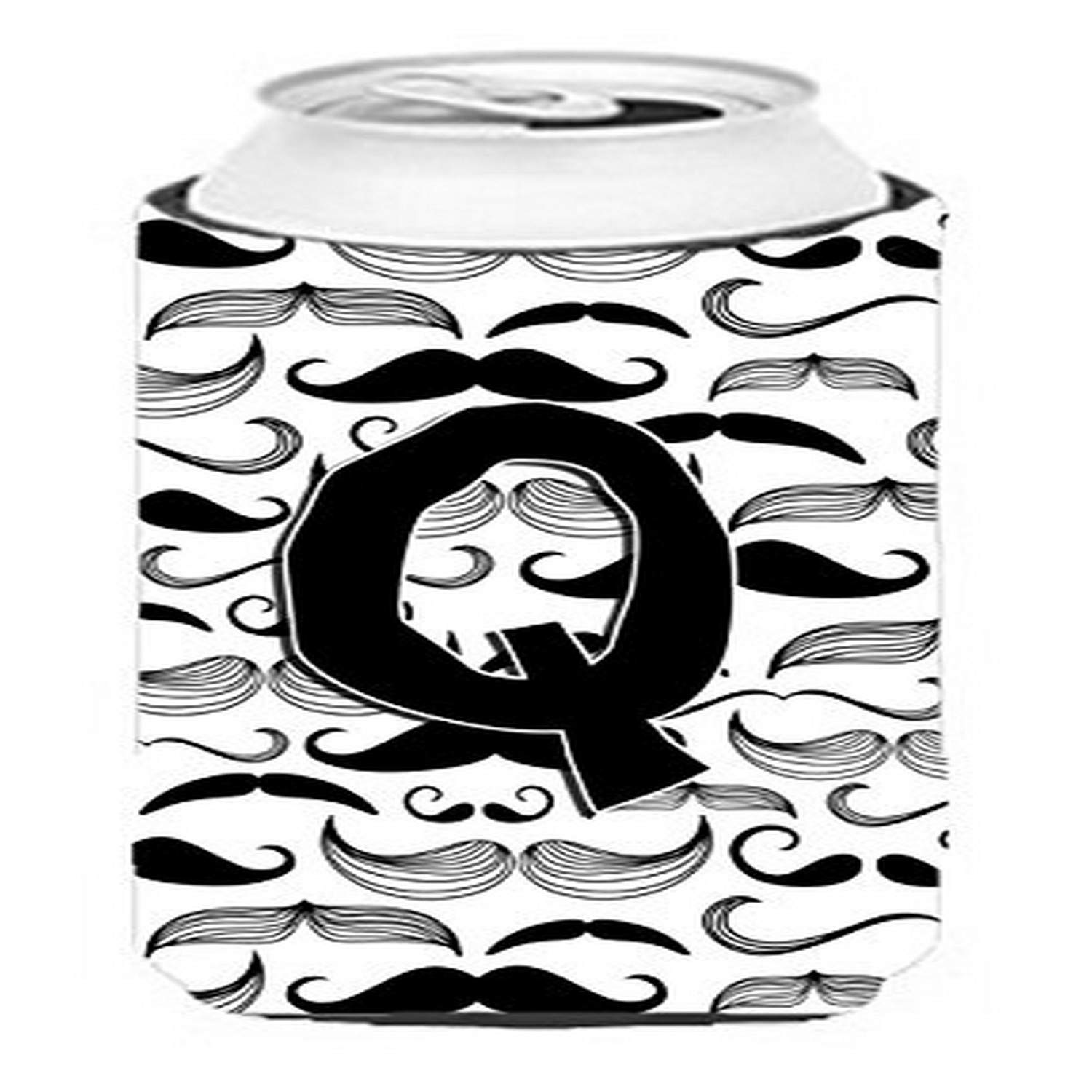 Letter Q Moustache Initial Tall Boy Beverage Insulator Hugger CJ2009-QTBC