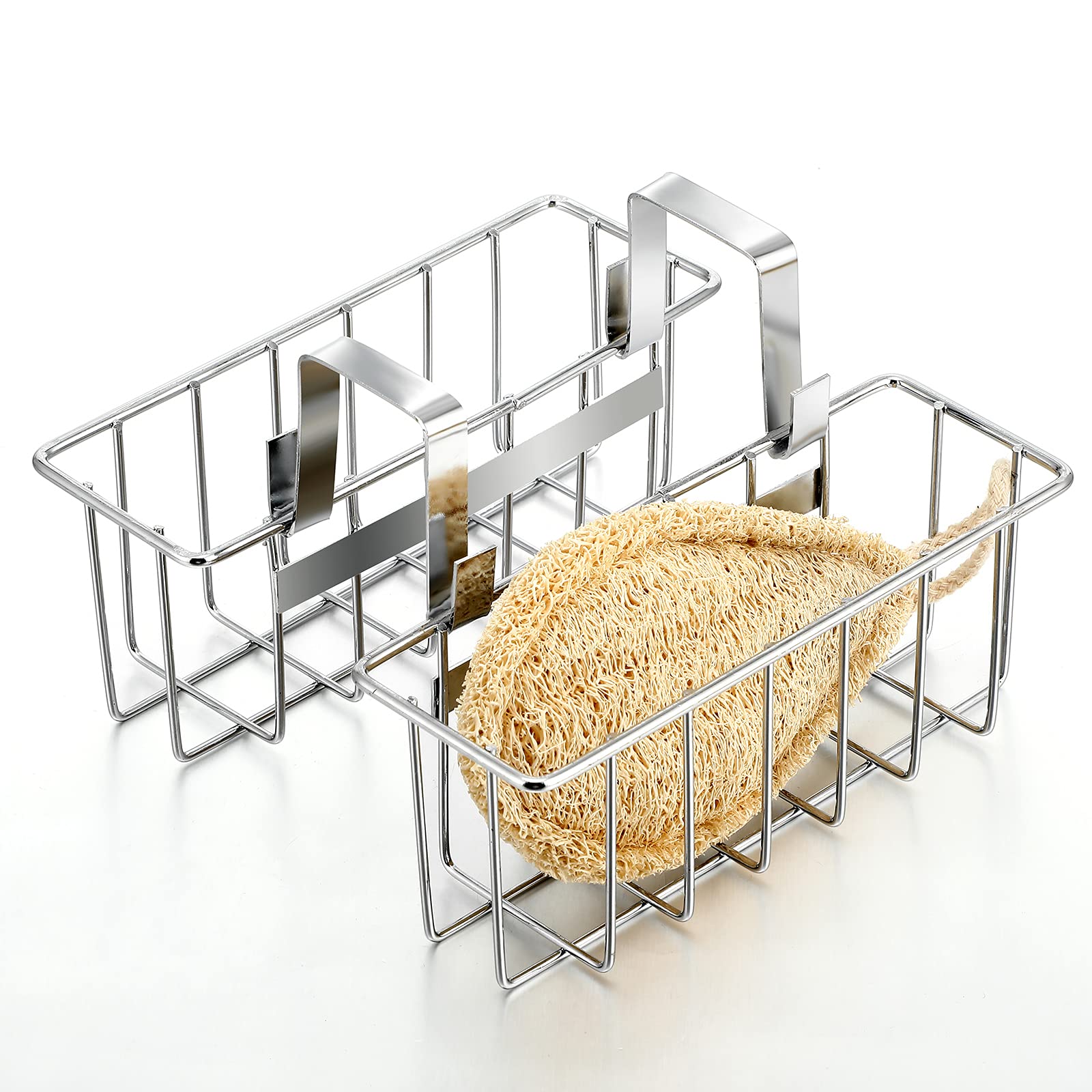 Hotop 2 Pieces Sponge Holder Kitchen Sink Caddy Metal Sink Organizer Basket For Scrubber Soap Towel Brush Dishwashing Liquid Dra