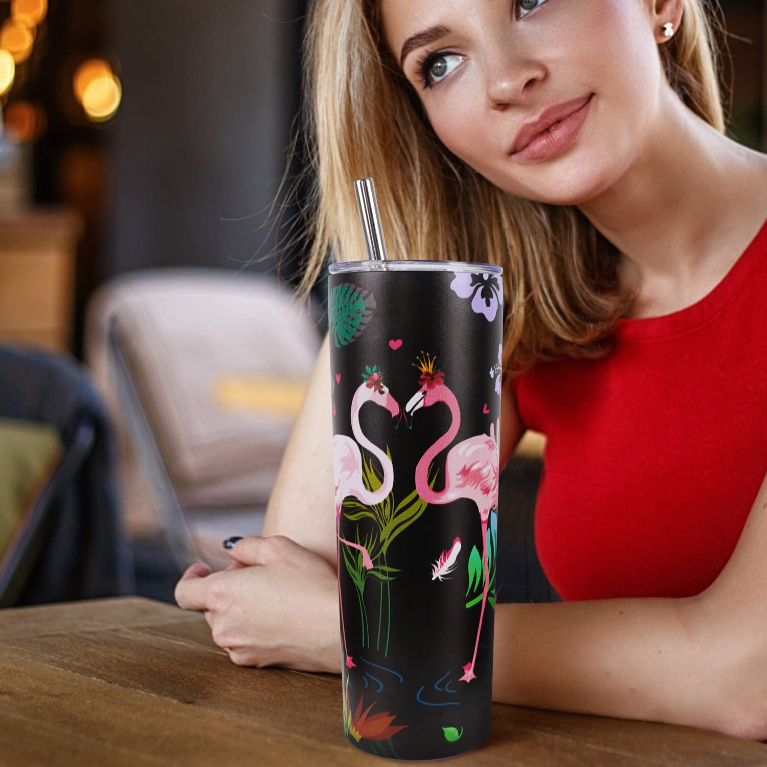 Flamingo Tumbler-Pink Flamingo Gifts For Women,Inspirational Gifts-Flamingo Stuff Decor-Pink Flamingos,Flamingo Coffee Cup-20 Oz