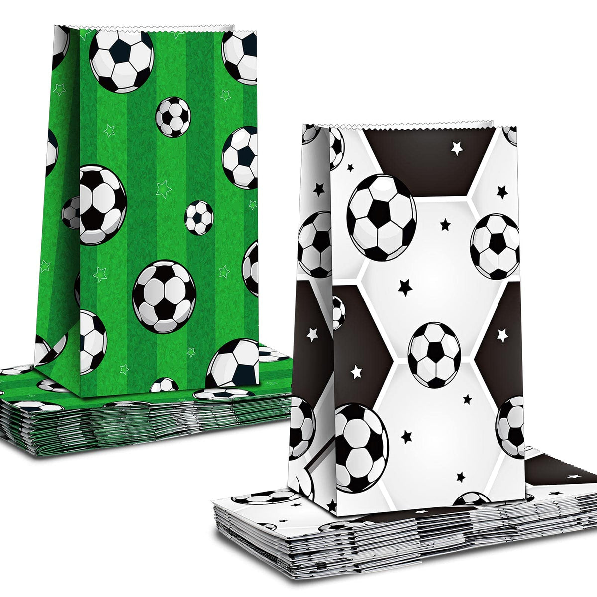 Chrisfall 24 Pcs Soccer Party Favor Bag Paper Soccer Goodie Bag Soccer Treat Candy Bag Football Snack Bag Soccer Paper Print Gif