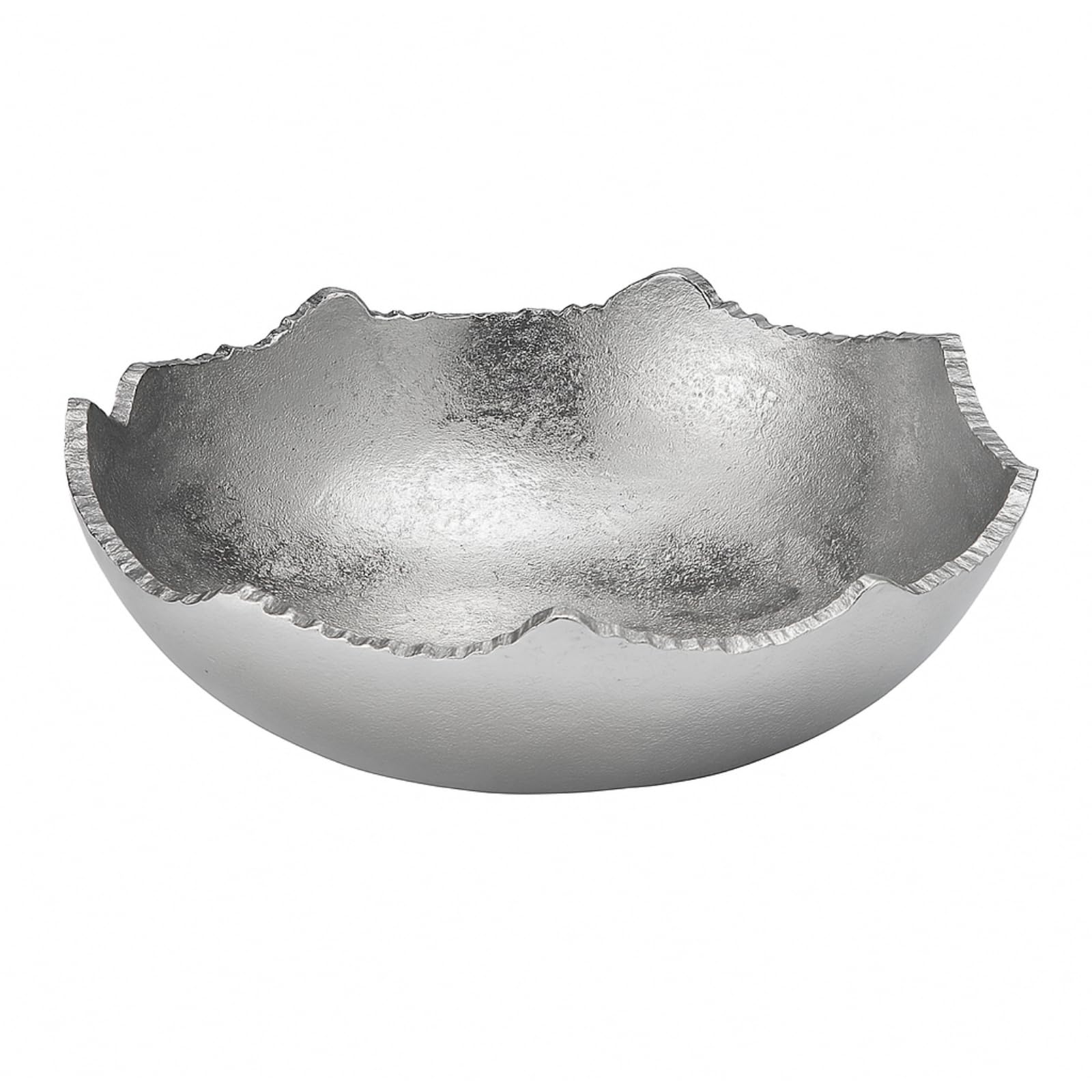 Decorative Silver Moon Decorative Metal Torn Hammered Asymmetrical Centerpiece Bowl