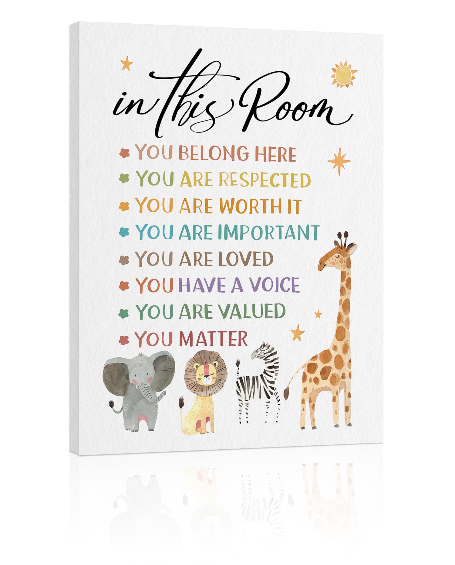 In This Room Wall Decor: Inspirational Diversity Wall Art Boho Classroom Decor Baby Animal Safari Nursery Decor,You Belong Here