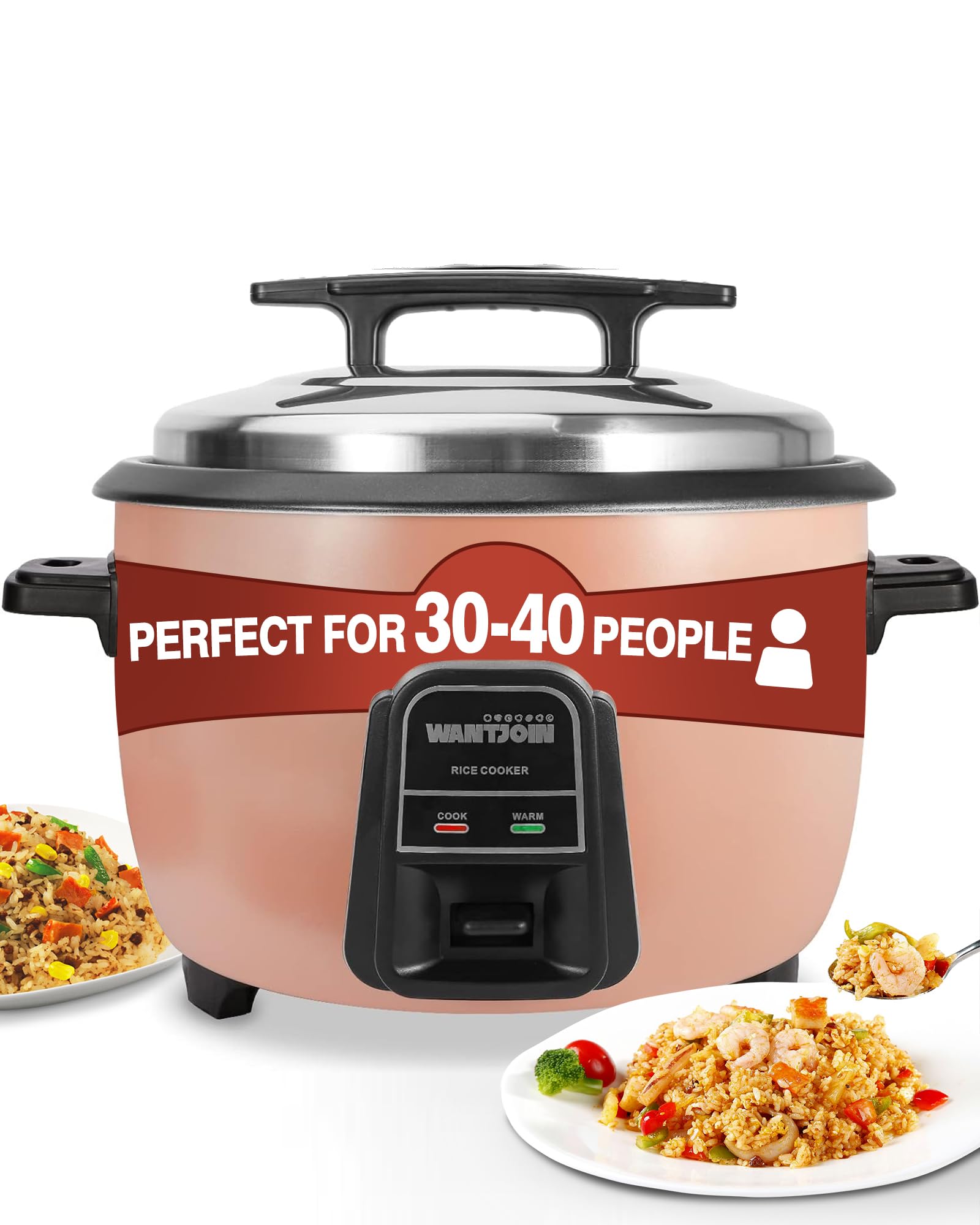 Wantjoin Rice cooker Stainless Rice Cooker & Warmer Commercial Rice cooker for party and family(10L capacity for 4.2L rice,42CUP