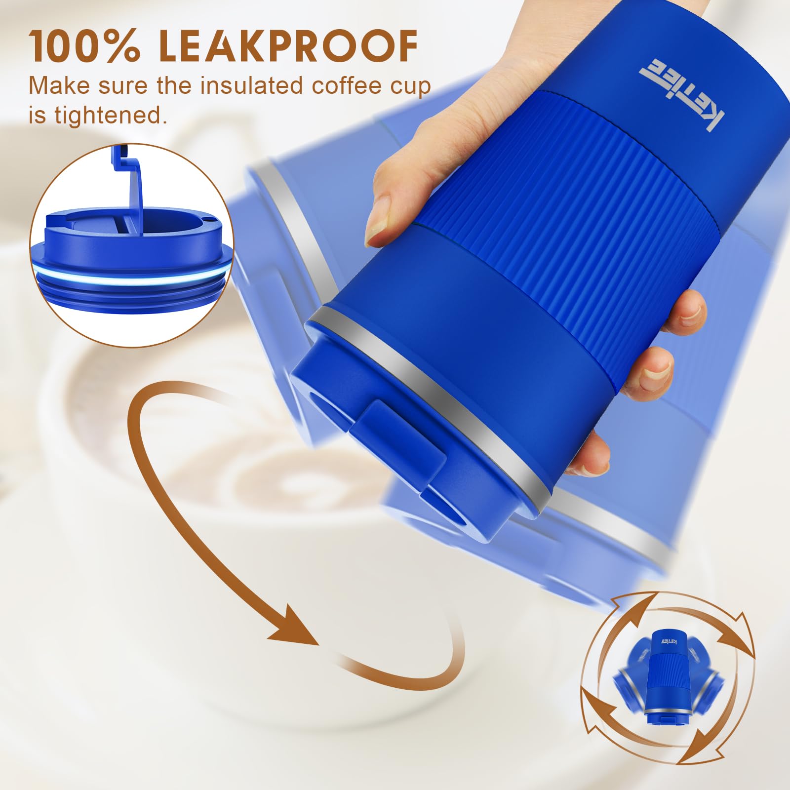 Ketiee Coffee Cups, 12 Oz Insulated Coffee Mug With Leakproof Lid, Travel Coffee Mug Spill Proof Vacuum Stainless Steel Double W