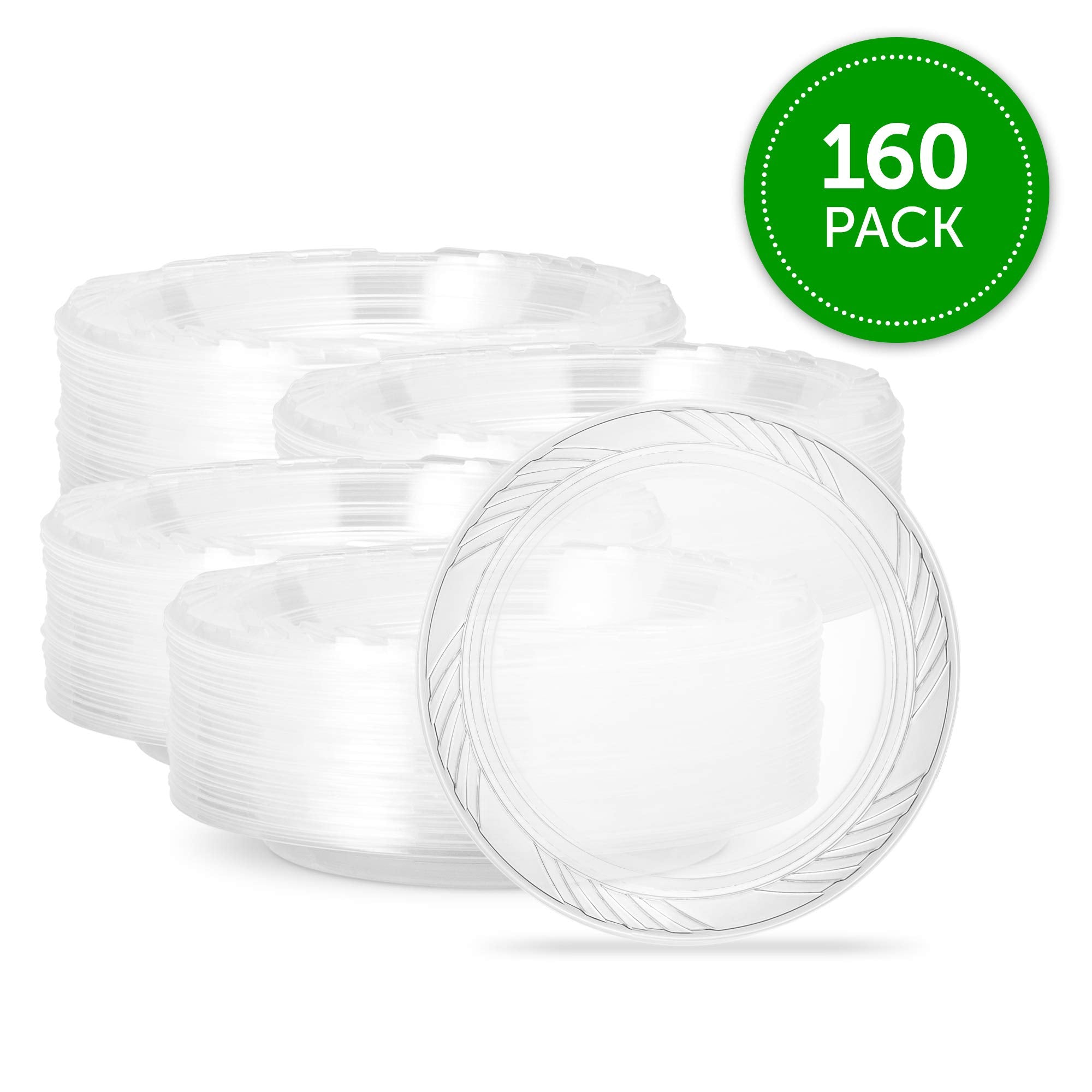 PLASTICPRO 6'' inch Premium Crystal Clear Disposable Plastic Dessert Size Party Plate Pack of 160