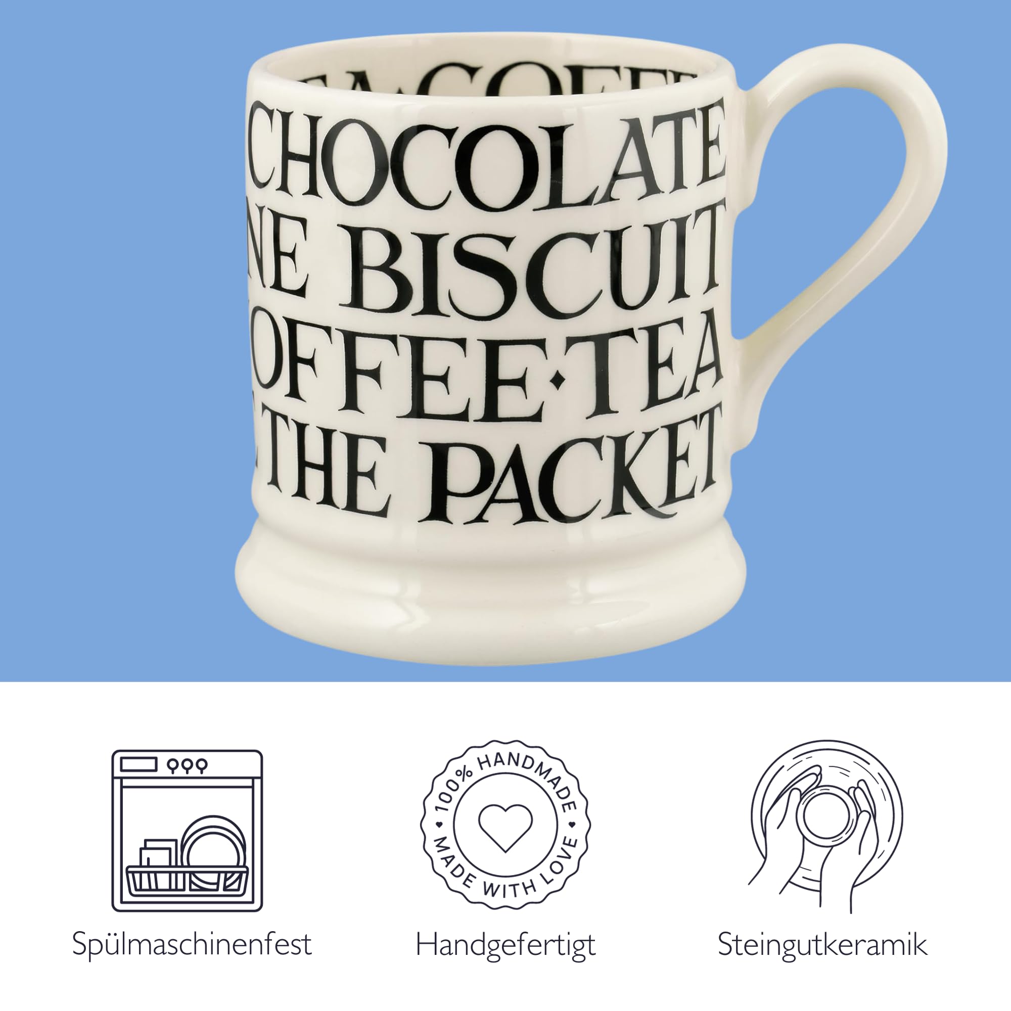 Emma Bridgewater Large Mug 1/2 Pint, Ceramic Coffee Mug Large - Stoneware Mug, Cappuccino, Latte, Coffee, Tea Cup - Beautiful Mu