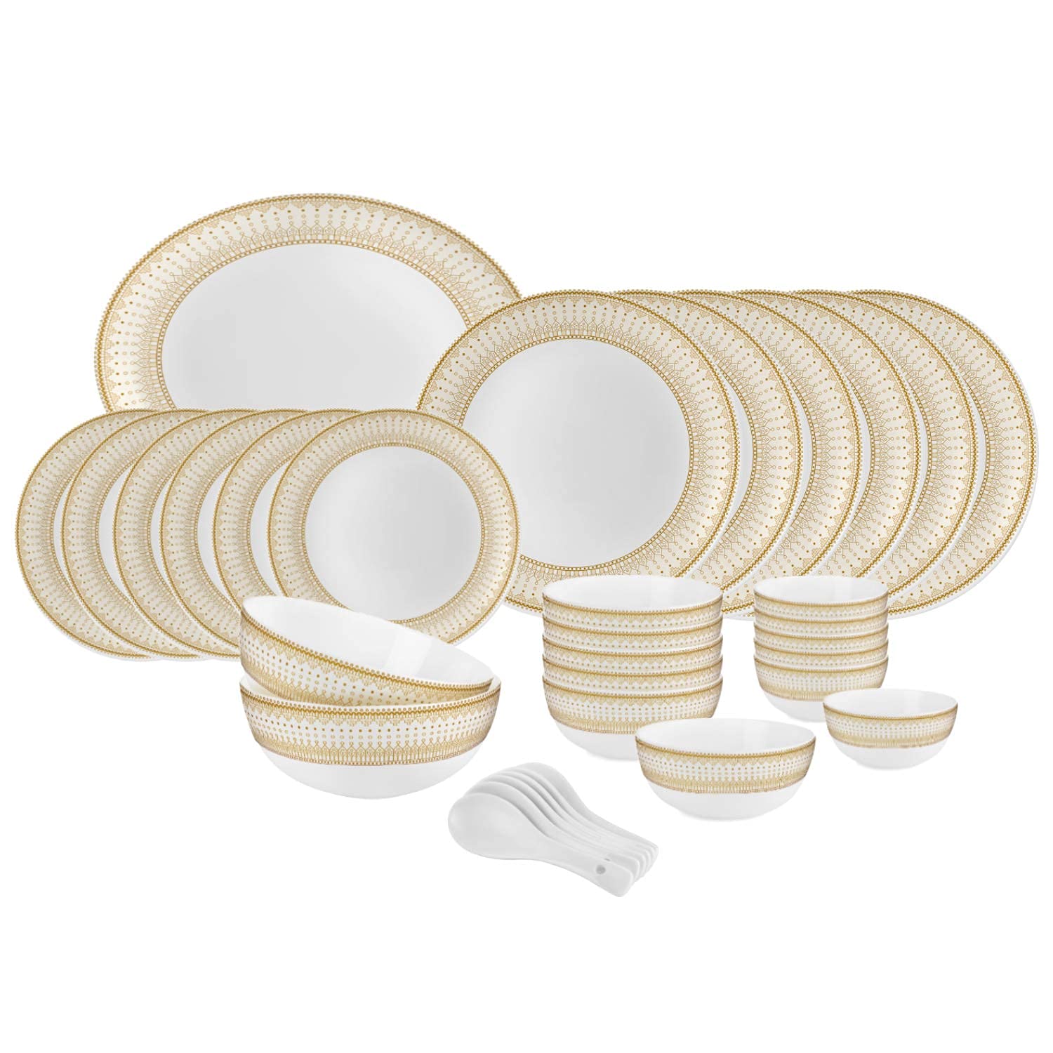 Cello Opalware Divine Emperor Dinner Set, 33 Units, White, Large (Clo_Oplwr_Emprerr_33 Units)