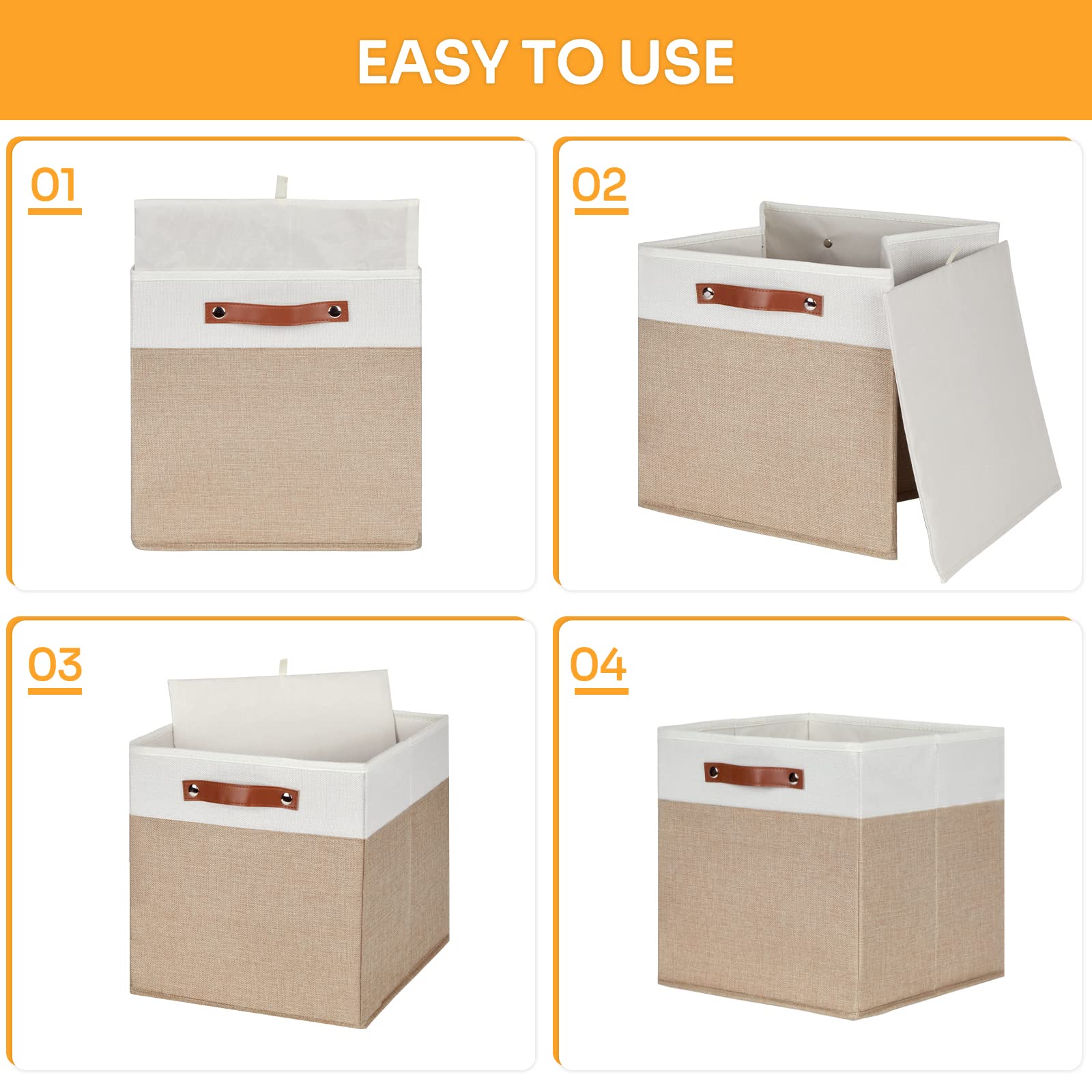 Dullemelo Cube Storage Bins,13 X 13 X 13 Inch Fabric Storage Cubes For Organizing,Collapsible Foldable Linen Canvas Closet Stora