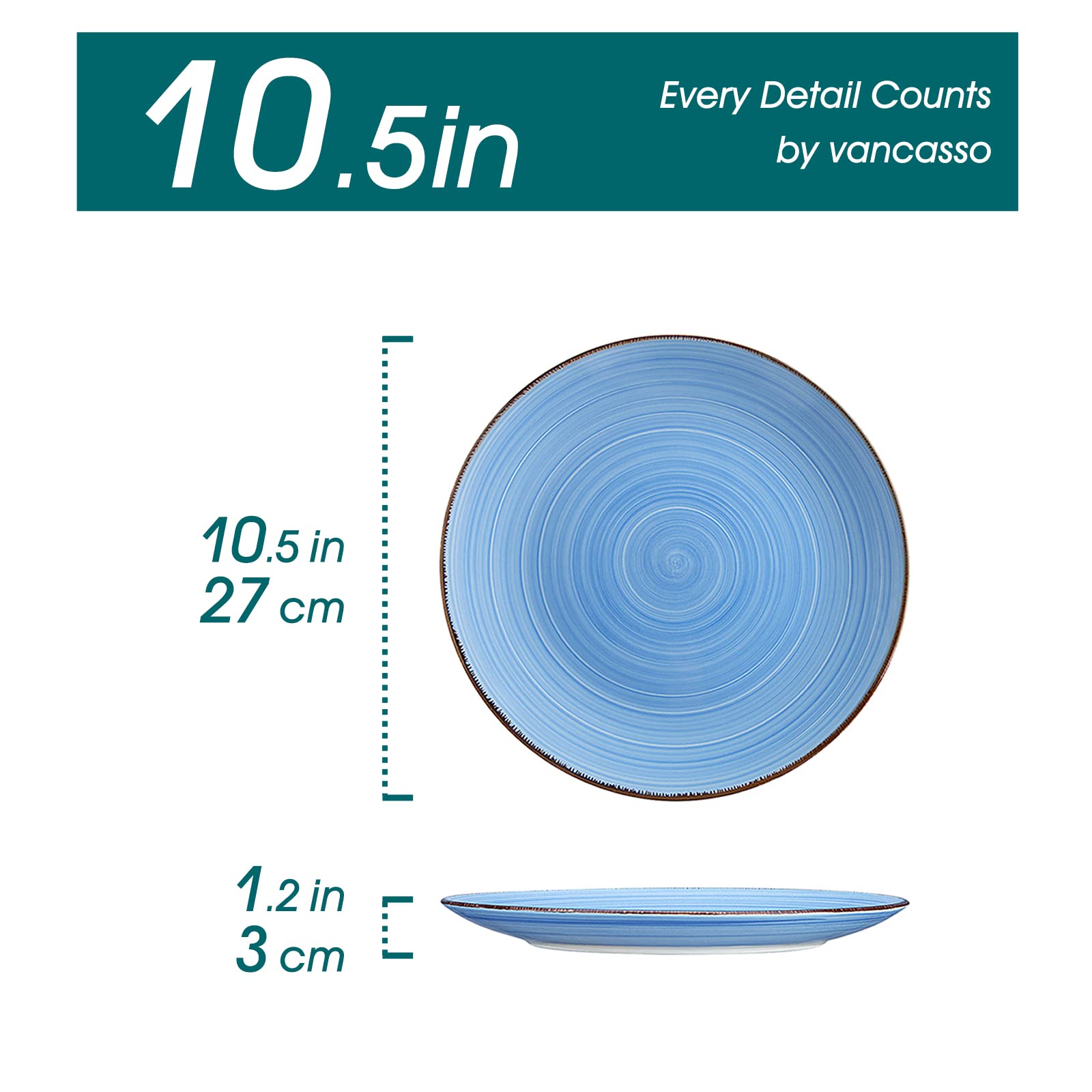 Vancasso Bonita Dinner Plate Set, 10.5 Inch Ceramic Plates, Colorful Salad Plates Set Of 6, Microwave Oven And Dishwasher Safe,