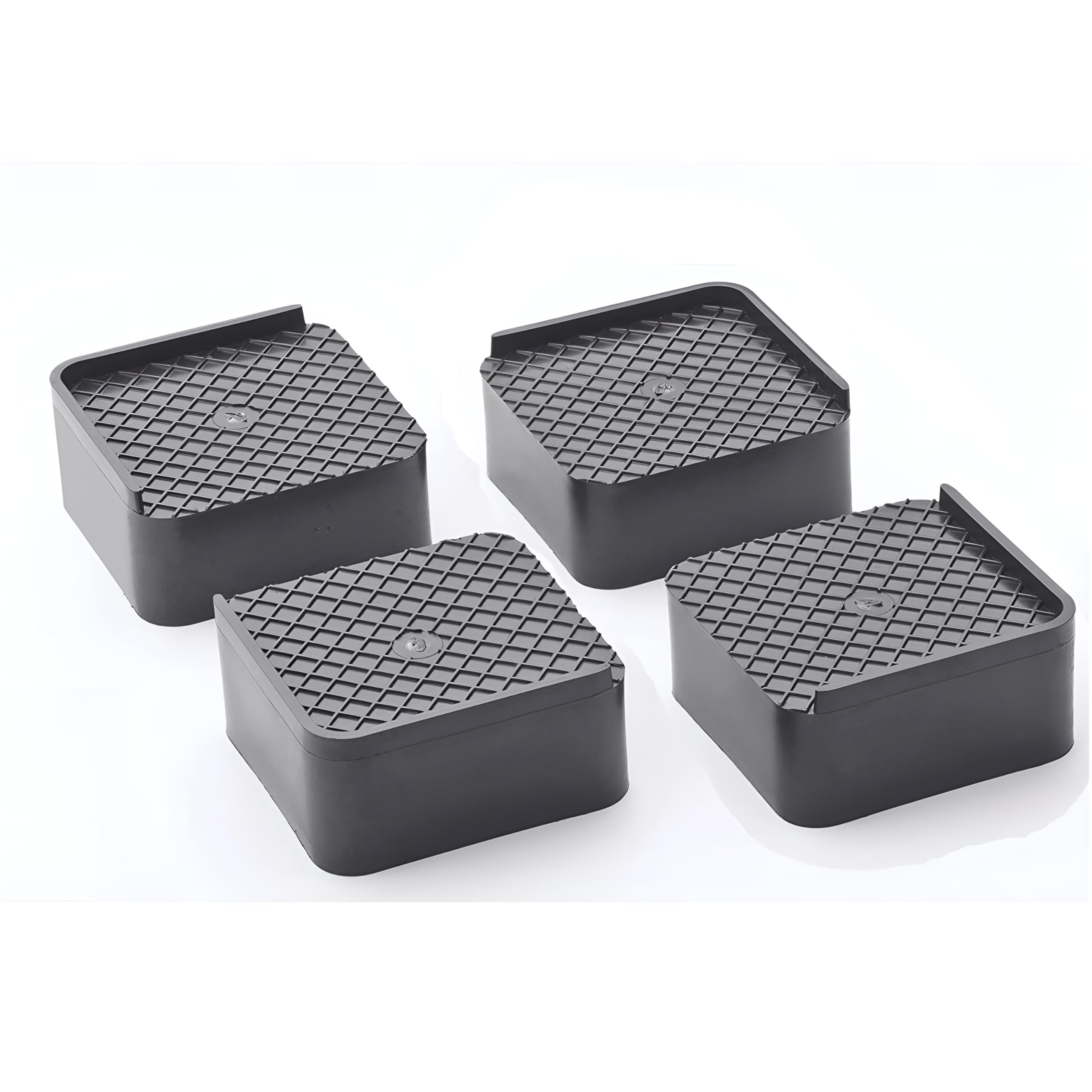 Oblivion Pads For Washing Machine 4 Pc - Square Base Stand, Bed Height Increaser Riser Support For Heavy Furniture, Sofas, Fridg