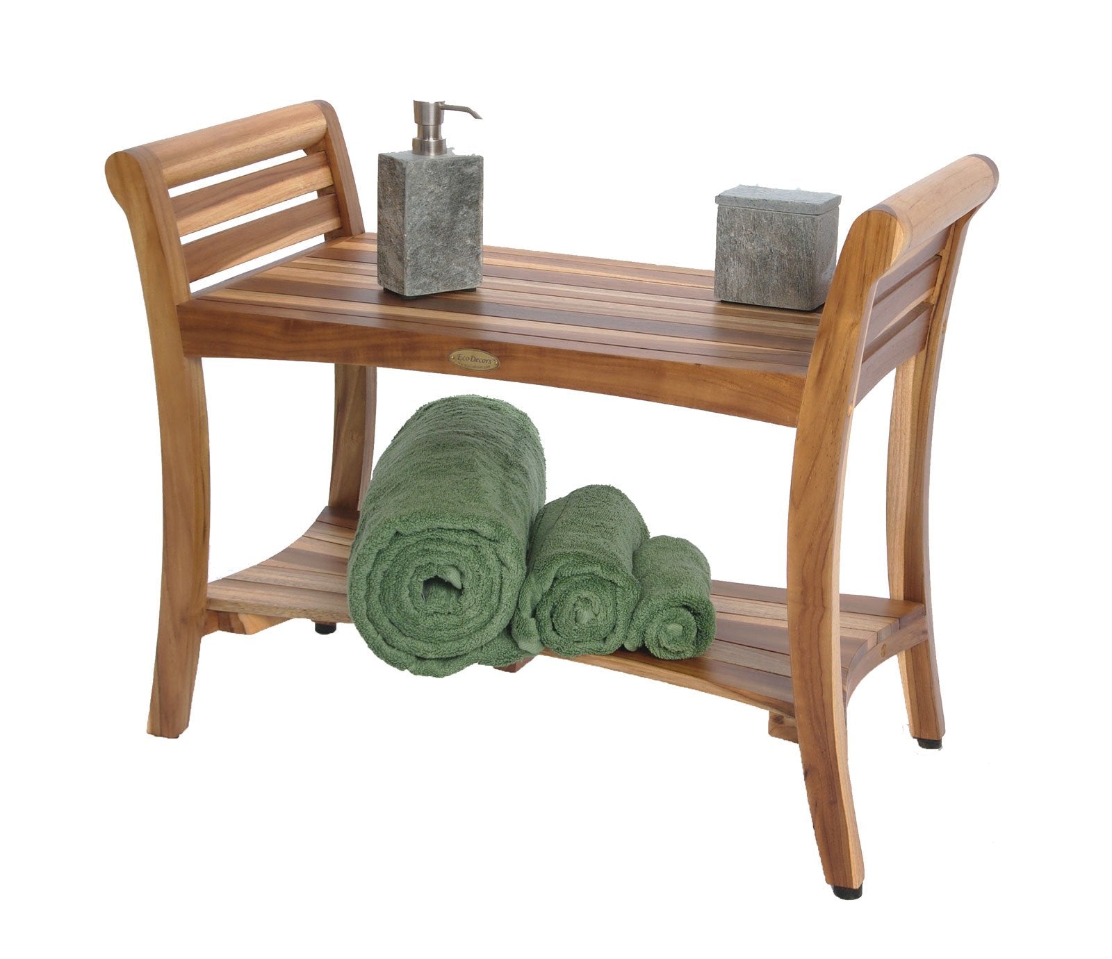 Ecodecors, Symmetry, 30'', Teak Shower Bench, Teak Shower Stool, Teak Bench For Inside Shower, Teak Shower Bench For Inside Show