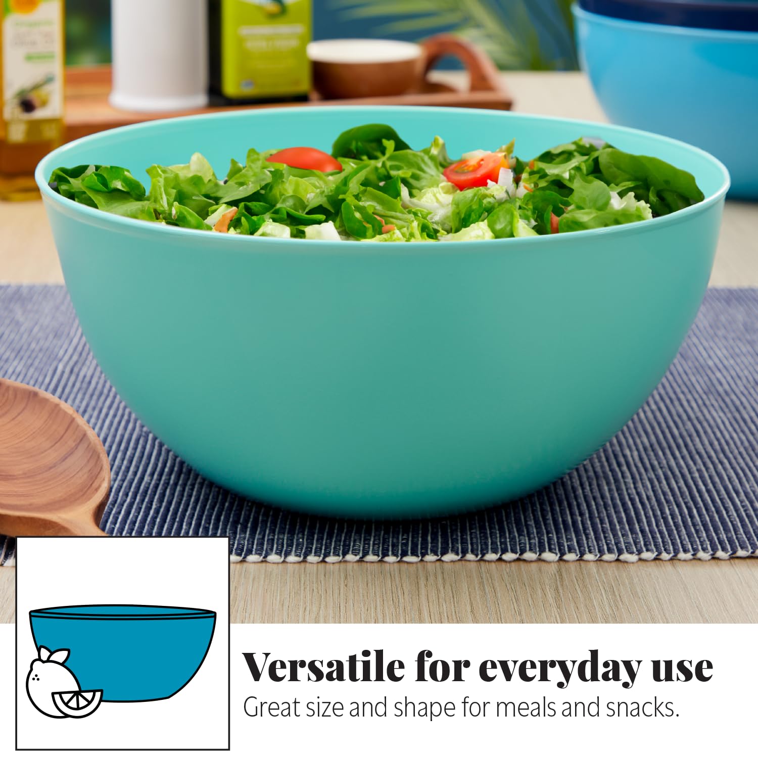 Us Acrylic Vista Durable Plastic Salad And Serving 10-Inch Bowls | Set Of 4 In Coastal Colors | Reusable, Bpa-Free, Made In The