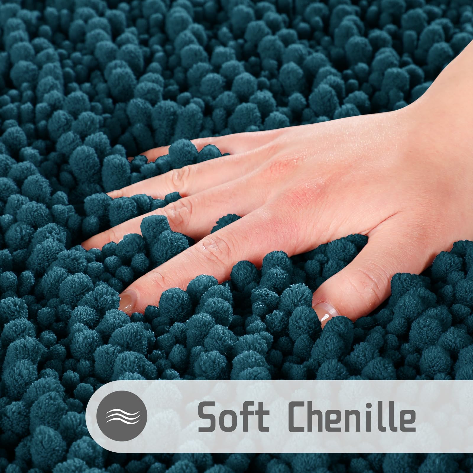 Yimobra Luxury Bathroom Rug Mat 24x17  Extra Soft & Absorbent Bath Rugs  Non-Slip Plush Shaggy Bath Carpet  Machine Wash Dry  Bath Mats for Bathroom Floor  Tub and Shower  Peacock Blue