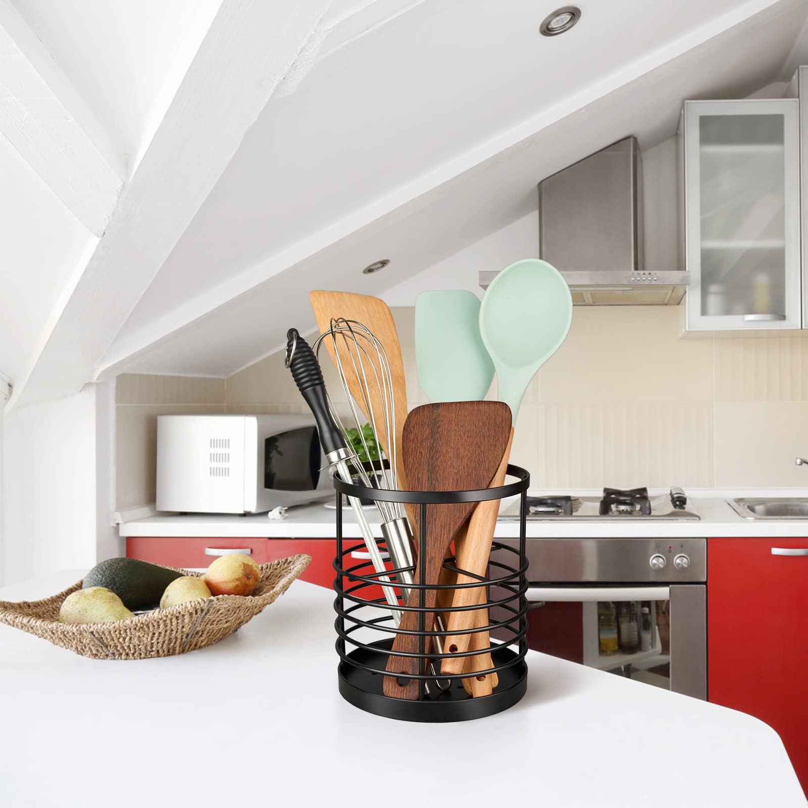 Redcall Utensil Holder For Kitchen Countertop,Metal Spatula Holder,Cooking Utensil Holder For Spoon,Wire Utensil Organizer,Stain