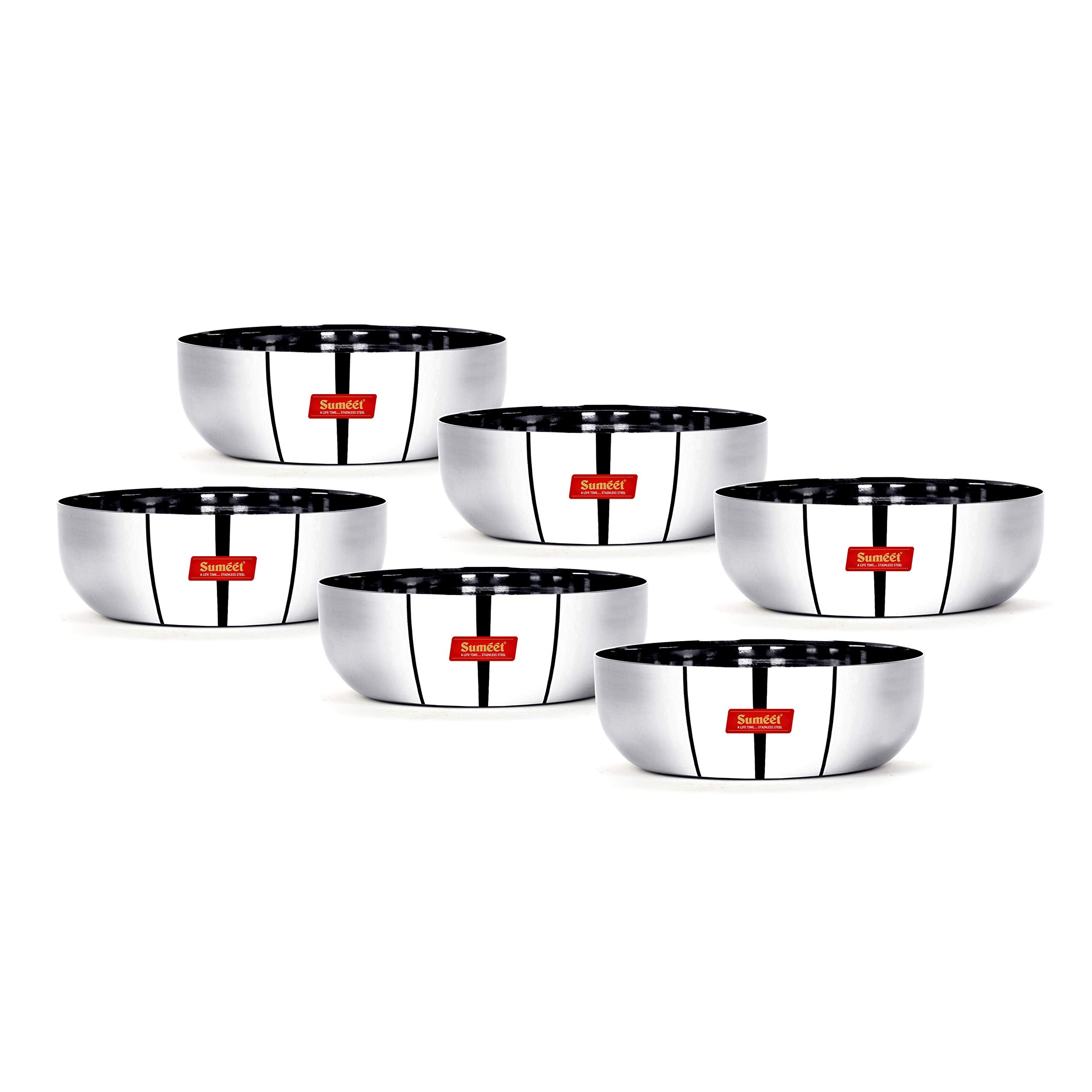 Sumeet Stainless Steel Apple Shape Heavy Gauge Mini Dessert Plates with Mirror Finish -10Cm Dia- Set of 6 Pcs  200 ML