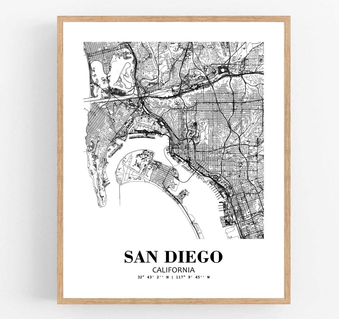 Eleville 8X10 Unframed San Diego California City View Abstract Road Modern Map Art Print Poster Wall Office Home Decor Minimalis
