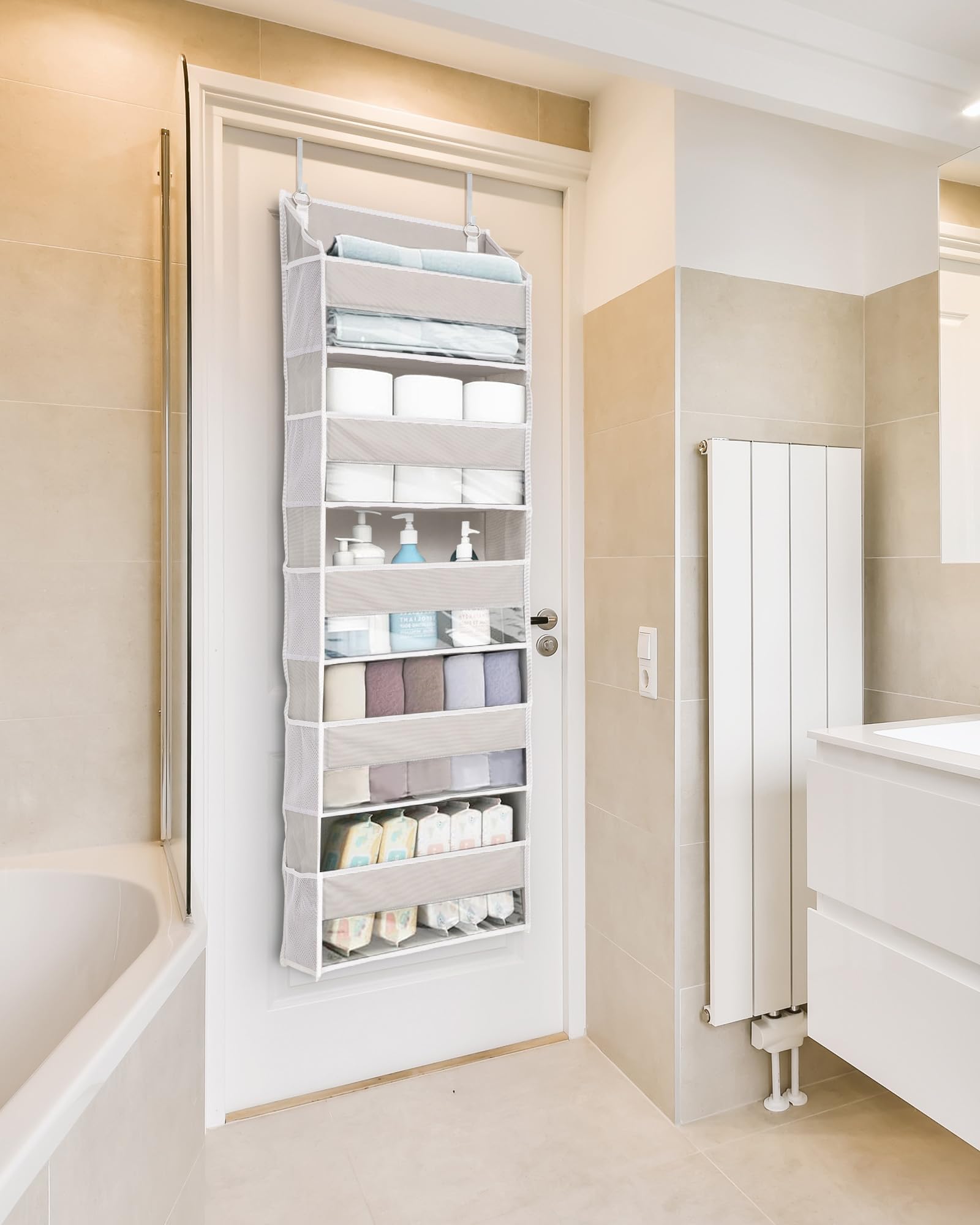 Ulg 1-Pack Over Door Organizer With 5 Large Pockets 10 Mesh Side Pockets, 44 Lbs Weight Capacity Hanging Storage Organizer With