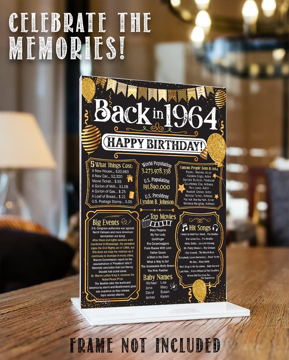 61st Birthday Party Decorations for 61st Birthday (Sixty-one) - Remembering The Year 1964 - Party Supplies - Gifts for Men and W