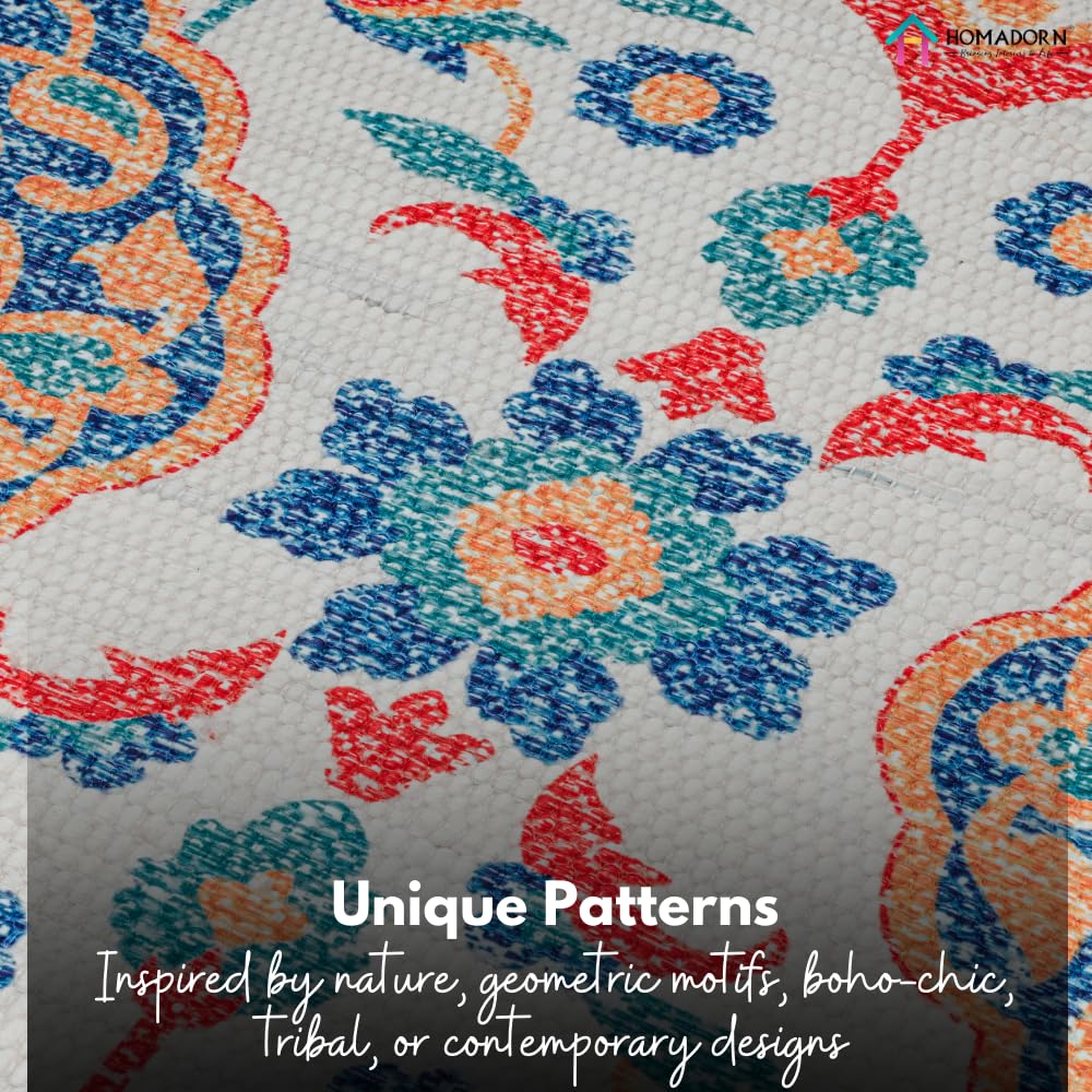 Homa Dorn Handmade Printed Dhurrie Carpet Rug Runner Floor Mat For Living Room, Bedroom (Hd_Desgin2_4 X 6 Feet, Multicolour)