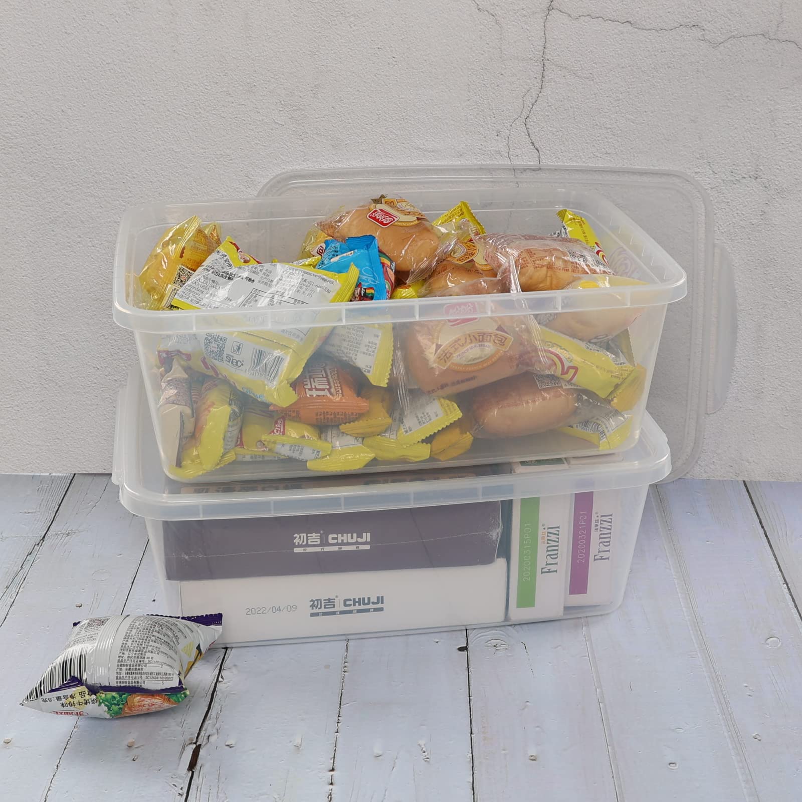 Hespama 4 Pack 14 Quart Plastic Storage Bins, Clear Latching Storage Box
