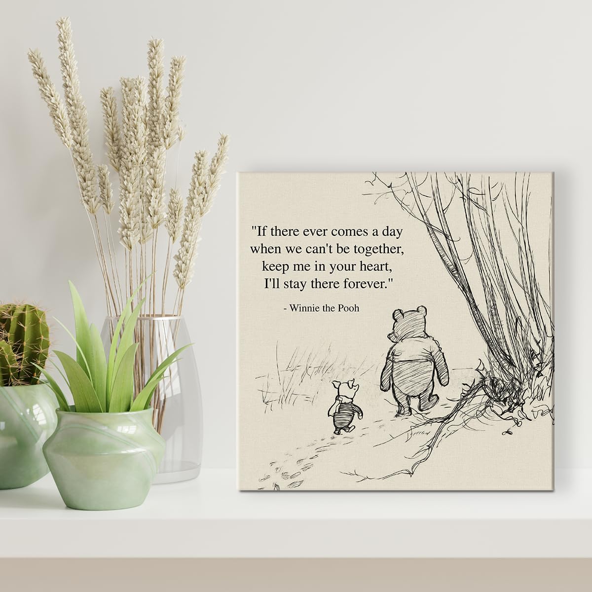 Classic Winnie The Pooh Quote Wall Art Decor Retro If There Ever Comes A Day Sayings Canvas Painting Pictures Framed Print Sign