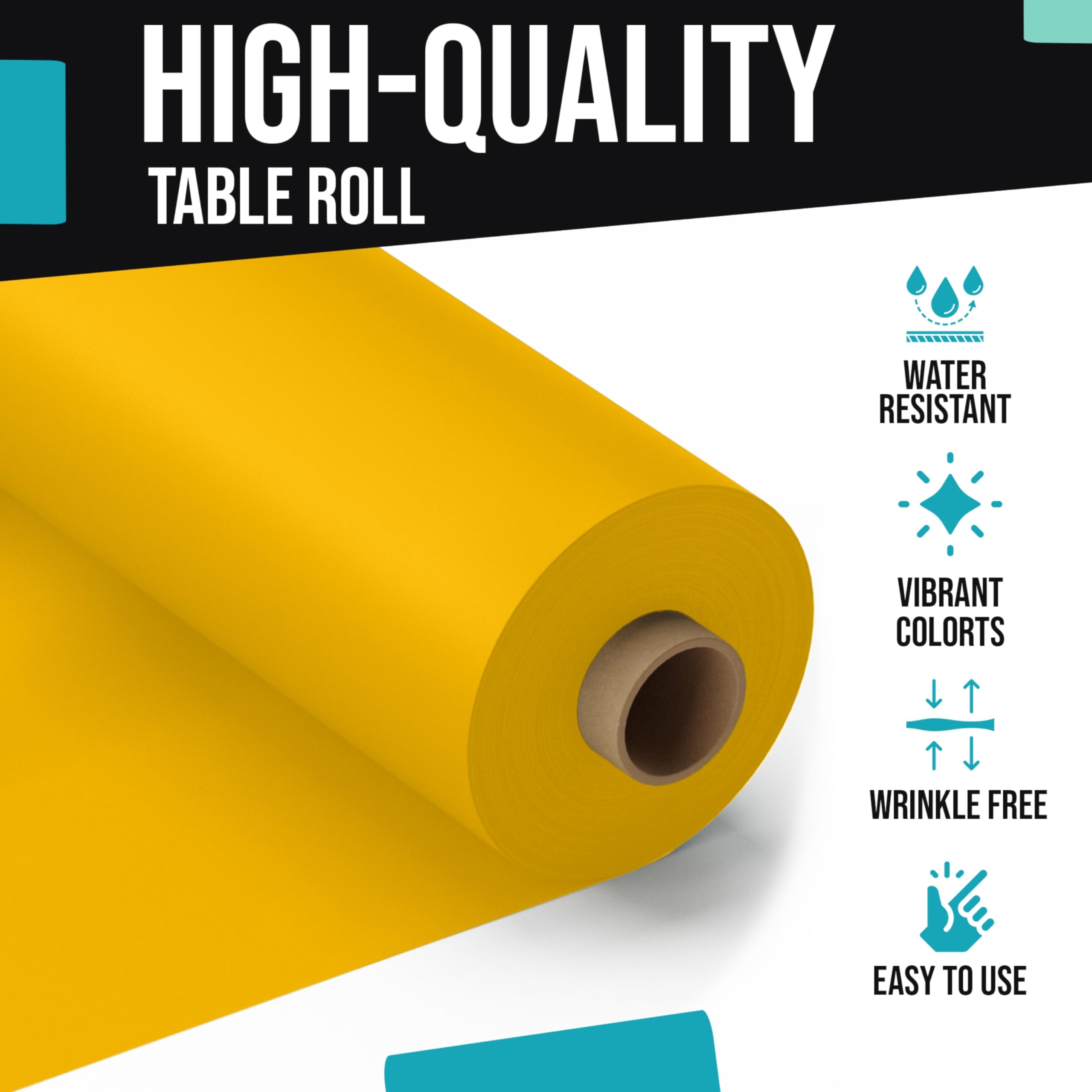 Exquisite Yellow Plastic Table Cover Roll 6 Pack 40 X 100' Table Cloth Plastic Cover Roll - Premium Quality Thick 0.5 Mil Banq