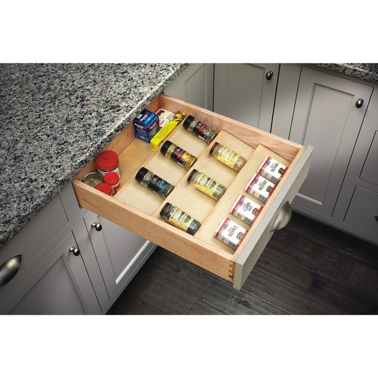 Olpad Spice Rack Drawer, 4Tier Bamboo Spice Rack For Kitchen, Drawer Organiser, Spice Drawerorganiser For Kitchen, Bathroom And 