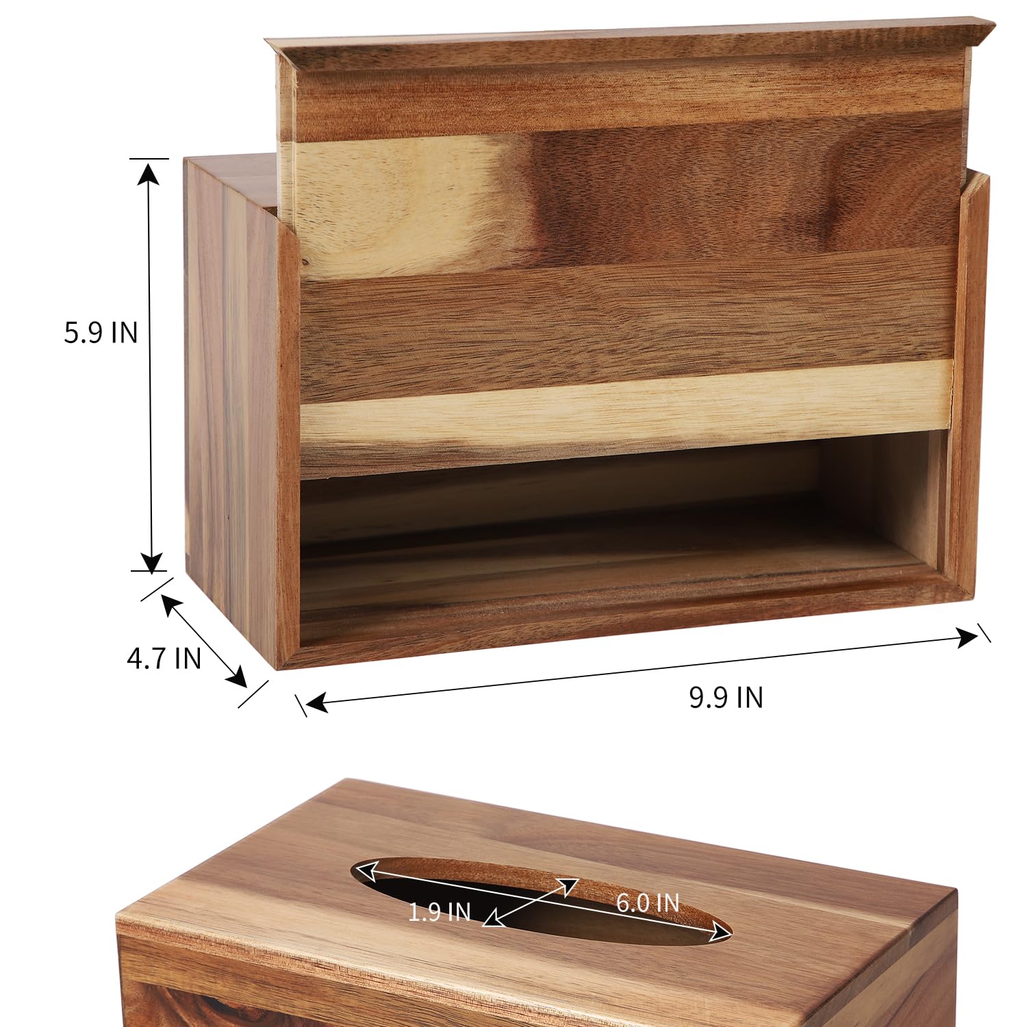 Catory Tissue Box Cover, Acacia Wood Tissue Box Cover Rectangle, Tissue Box Holder Rectangular Covers Your Tissues, Decorative T