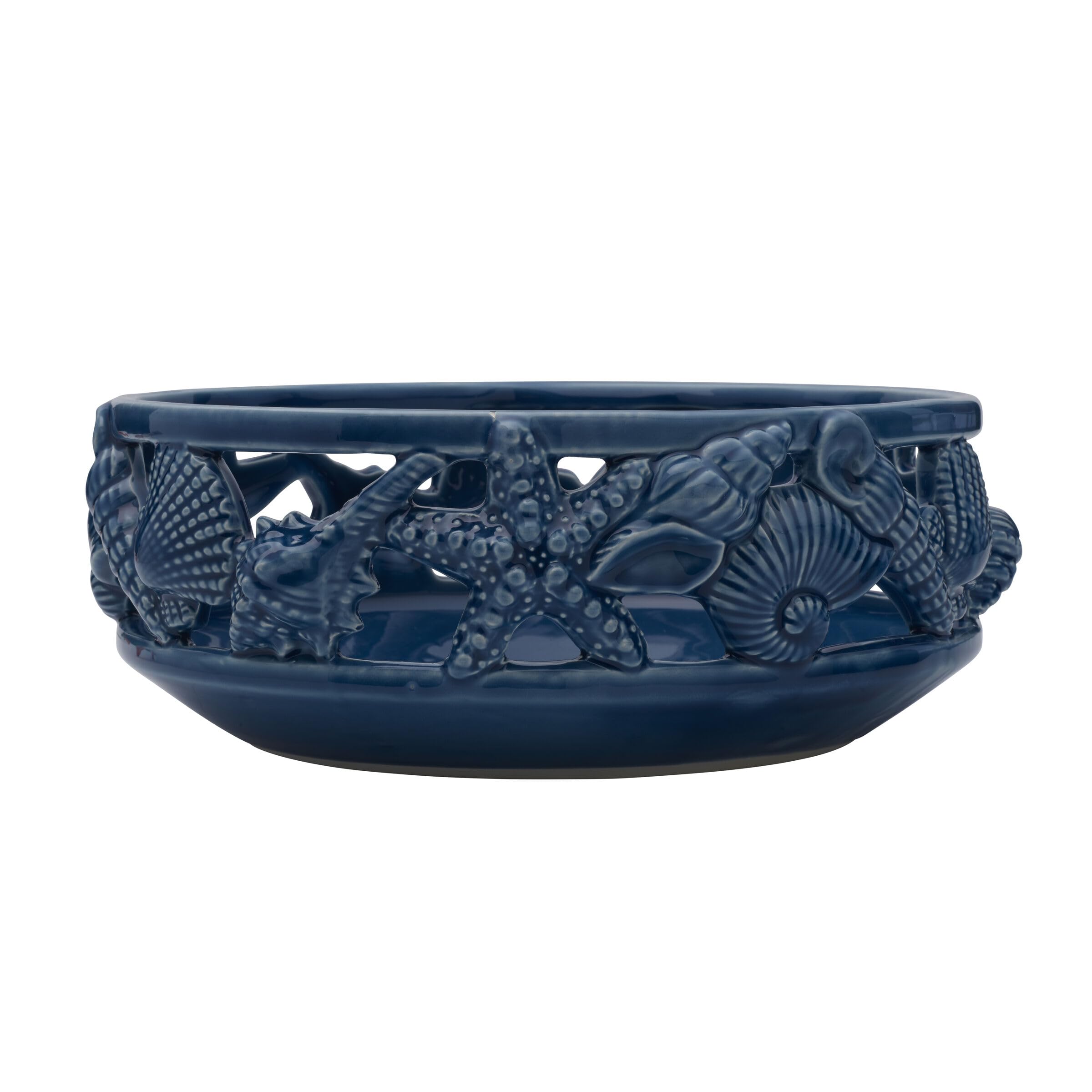 Fitz And Floyd Coastal Home Centerpiece Bowl, 11.5 Inch, Blue