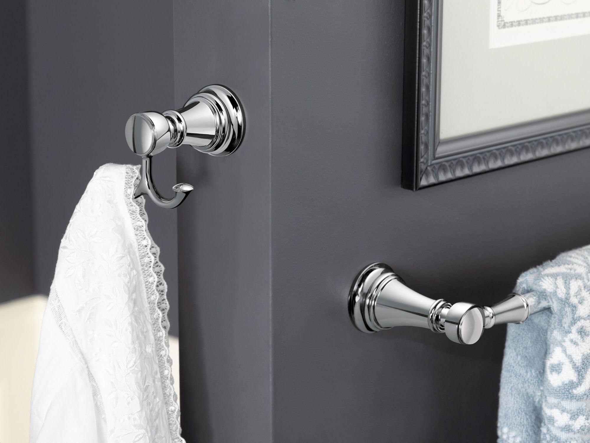 Moen Yb8424Ch Weymouth 24-Inch Single Towel Bar, Chrome