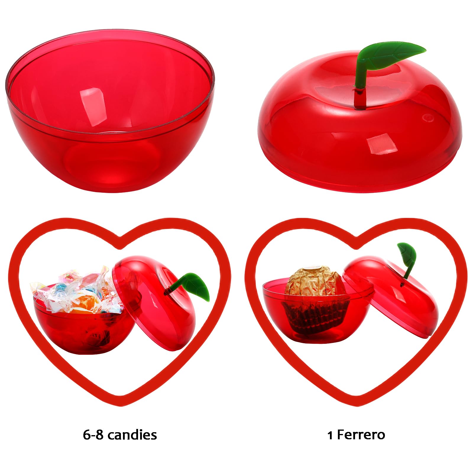 Cididu 50 Pcs Plastic Apple Container, Apple Shaped Mini Candy Boxes, Christmas Apple Container Candy Holder, Candy Jars Apple O