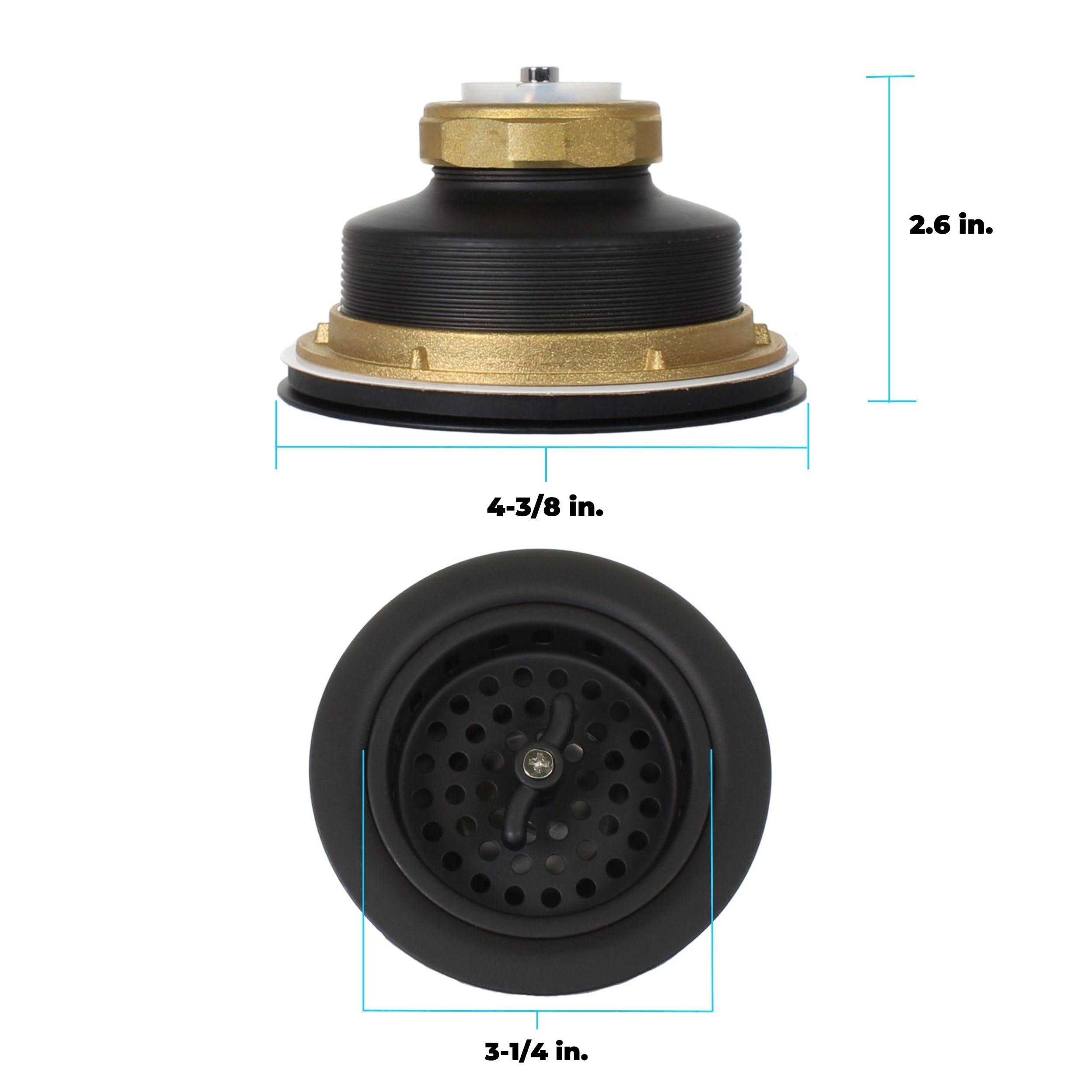 Mr. Scrappy 3.5'' Sink Drain Assembly With Twist Lock Basket Strainer, Solid Brass, Black