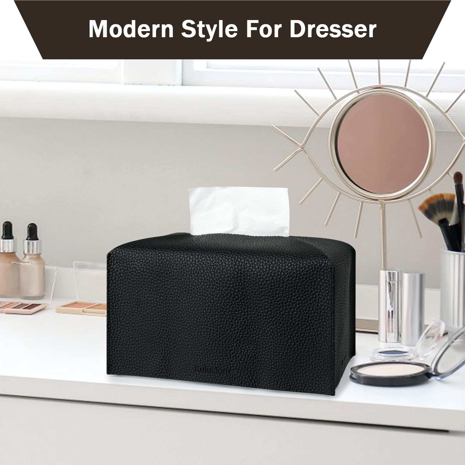 2Pcs Tissue Box Cover, Rectangular With Bottom Belt - Pu Leather Tissue Cover Decorative Organizer For Tabletop, Bathroom, Car,