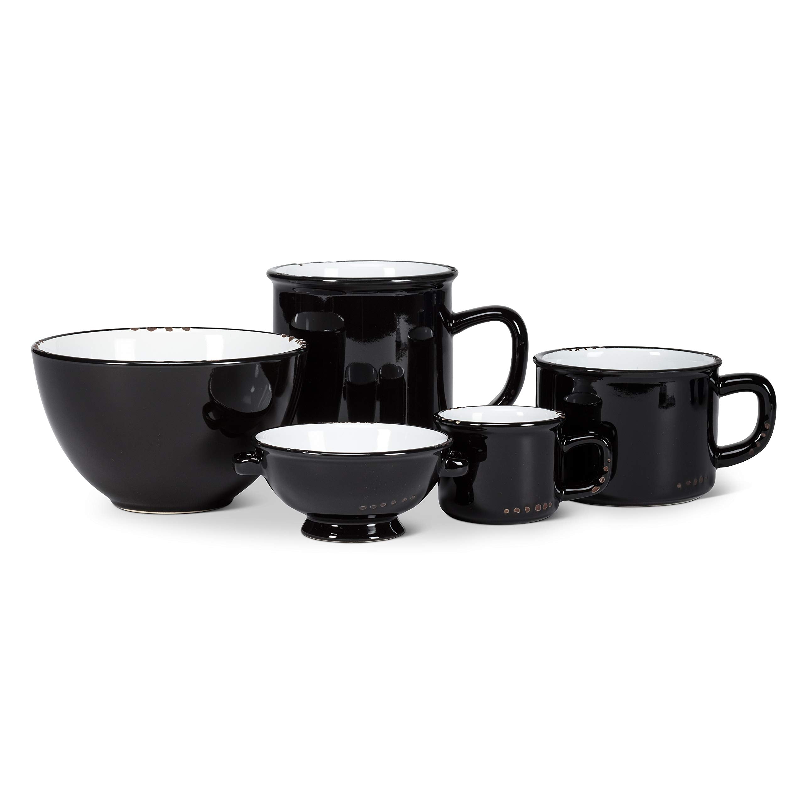 Abbott Collection 27-ENAMEL/MUG BLK Enamel Look Stoneware Mug, Black