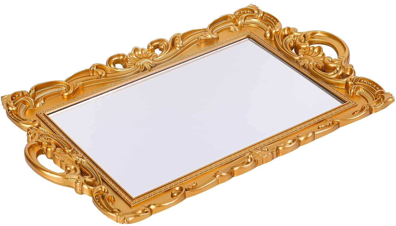 Sooyee Decorative Tray,Bathroom Tray Vanity Tray Decor, 15.3X9.8 Gold Tray Mirror Tray For Dessert Table,Coffee Table,Vanity,Hom