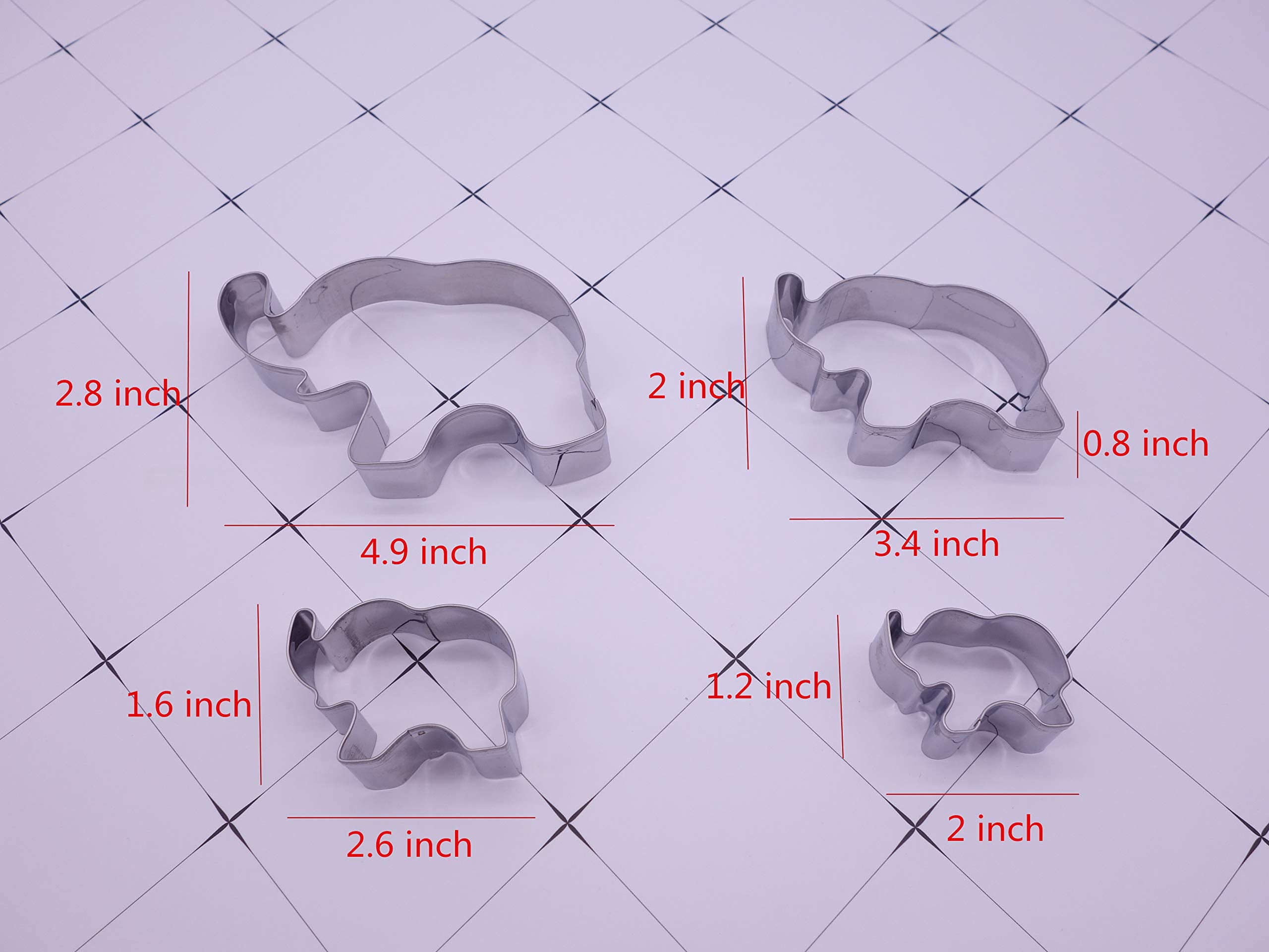 Elephant Cookie Cutter Set Of 4 Counts Animal Biscuit Cutter Baby Shower Press Cookie Molds Stainless Steel Metal Fondant Cutter