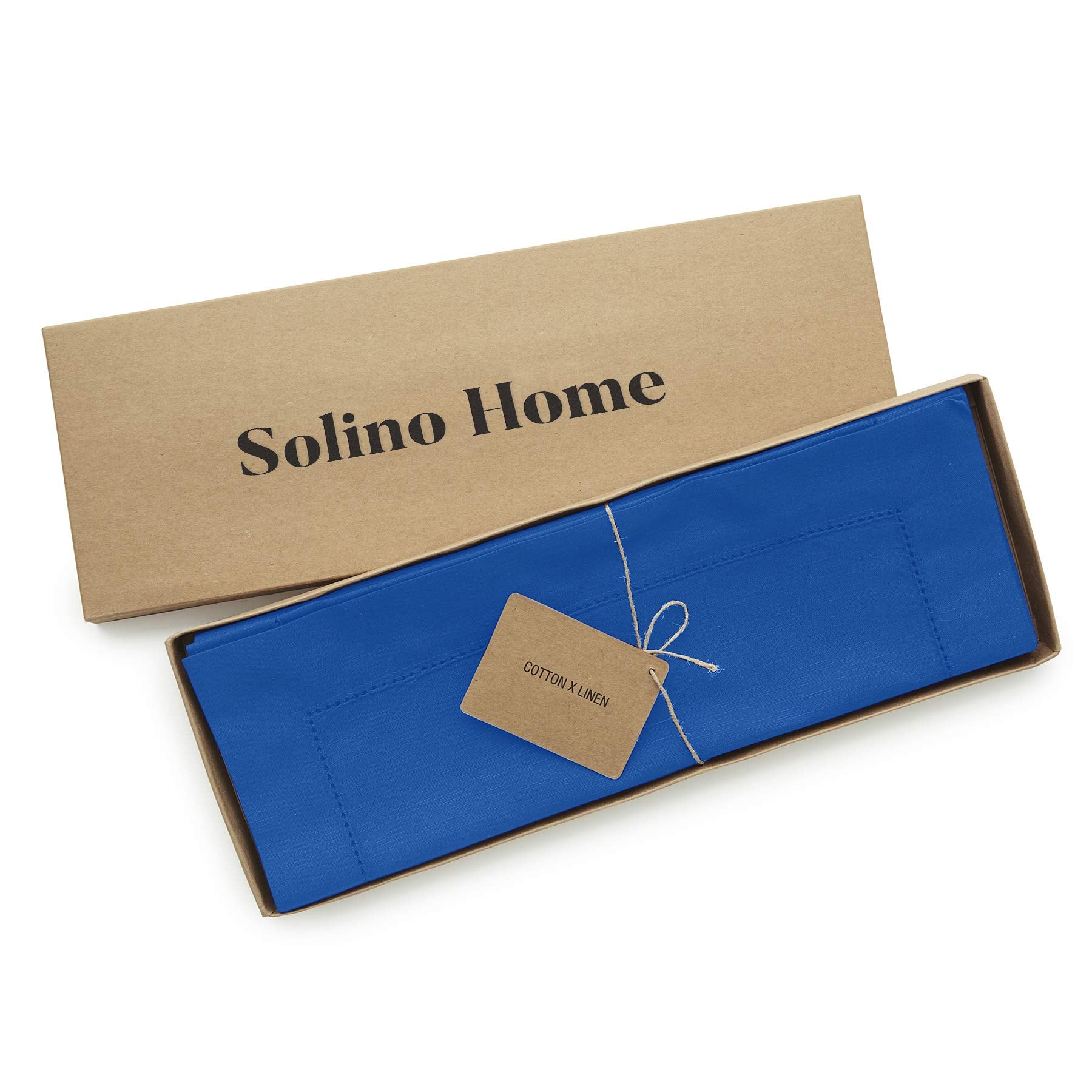 Solino Home Placemats 19'' L X 14'' W Inch - Cotton Linen Hemstitch Blue Cloth Placemats Set Of 4 - Washable Fabric Place Mats F