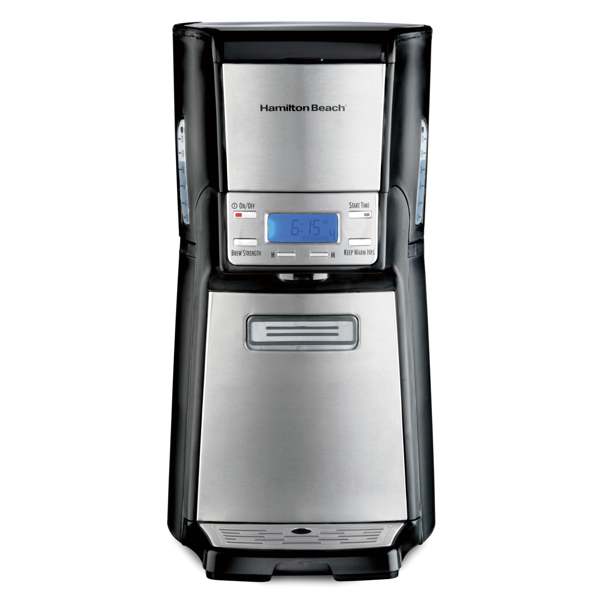 Hamilton Beach One Press Programmable Dispensing Drip Coffee Maker with 12 Cup Internal Brew Pot, Removable Water Reservoir, Bla