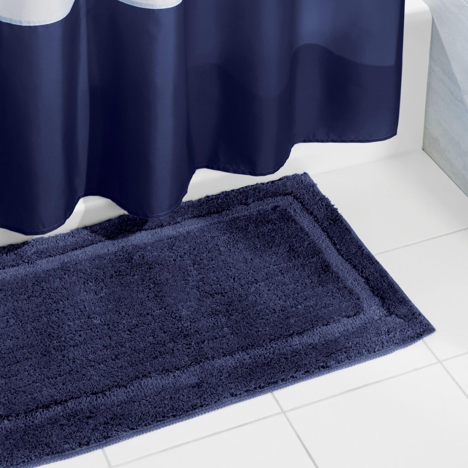 Mdesign Large Modern Bath Mat Runner - Non-Skid Bathroom Runner Rug - Long Bath Mat - Oversized Machine Washable Bathroom Floor