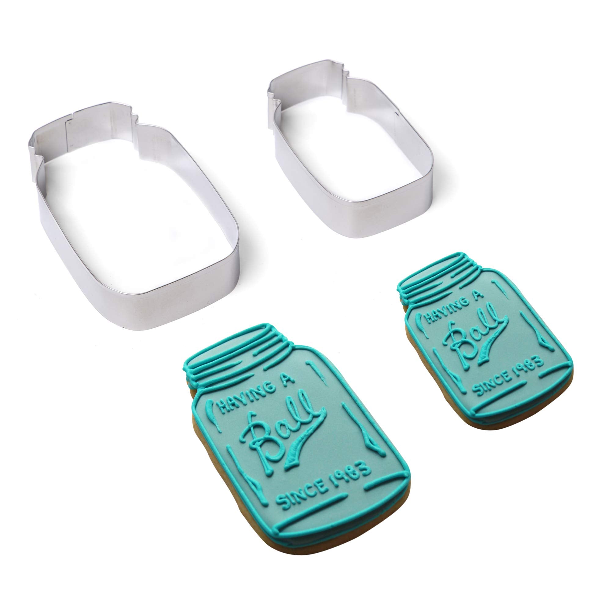 Fox Run 3679 Mason Jar Cookie Cutter Set Of 2,Silver