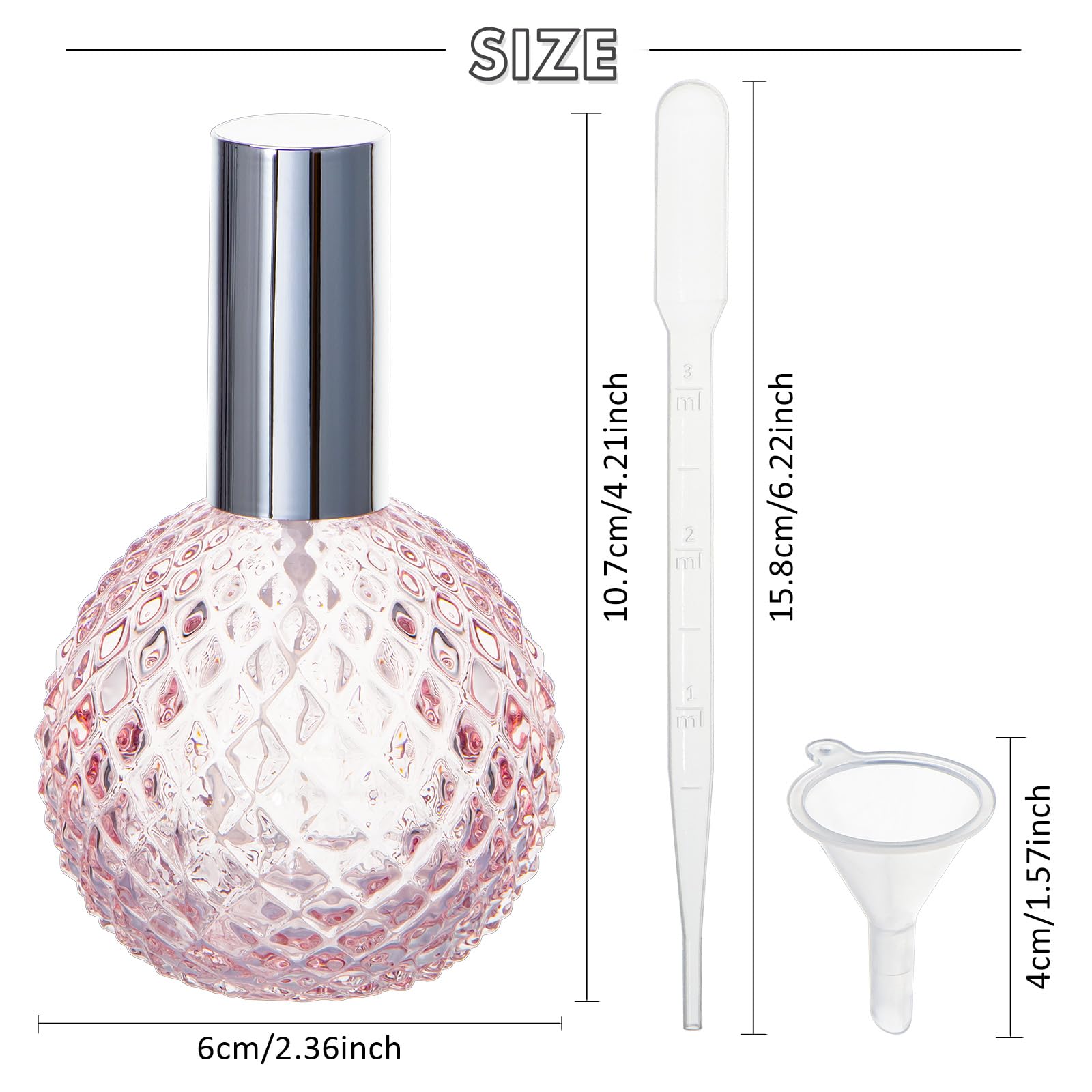 Yebeauty Travel Perfume Bottle Refillable, 2 Pack 3.4Oz 100Ml Glass Vintage Perfume Spray Bottles Empty Perfume Travel Refillabl