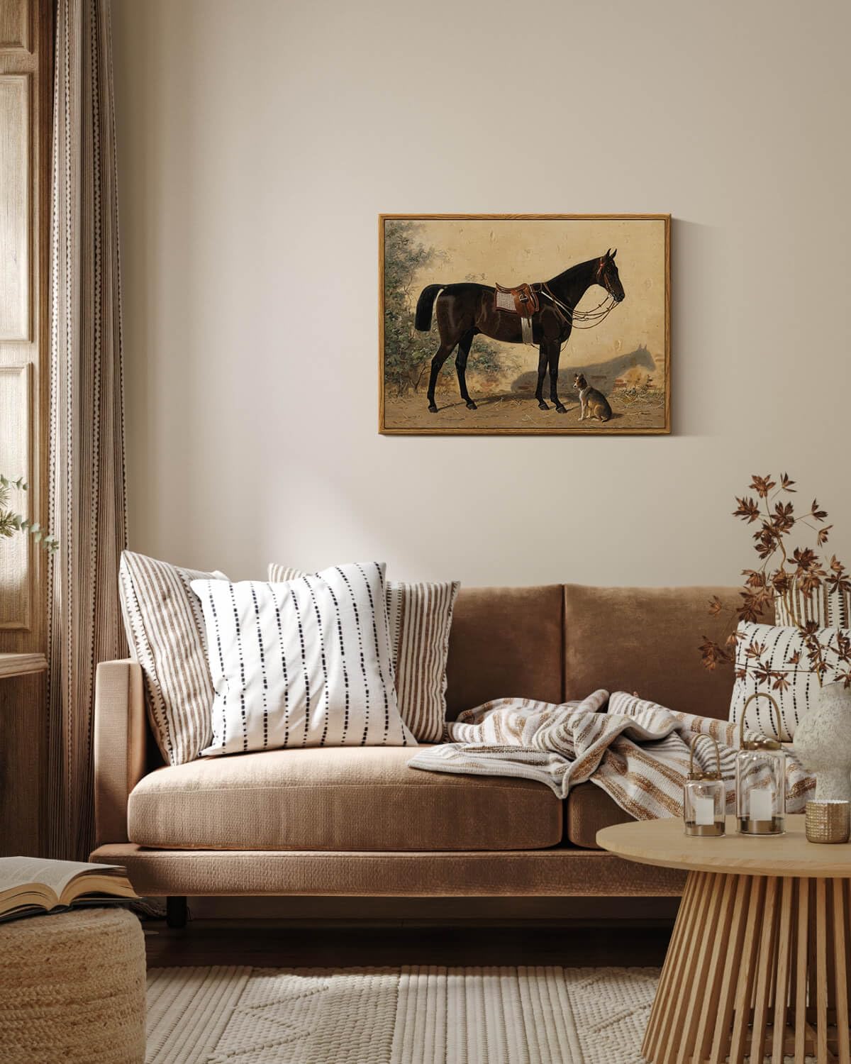 Arpeotcy Framed Canvas Horse Wall Art, Horse Art Print For Home Decor, Rustic Farmhouse Country Wall Decor For Living Room, Offi