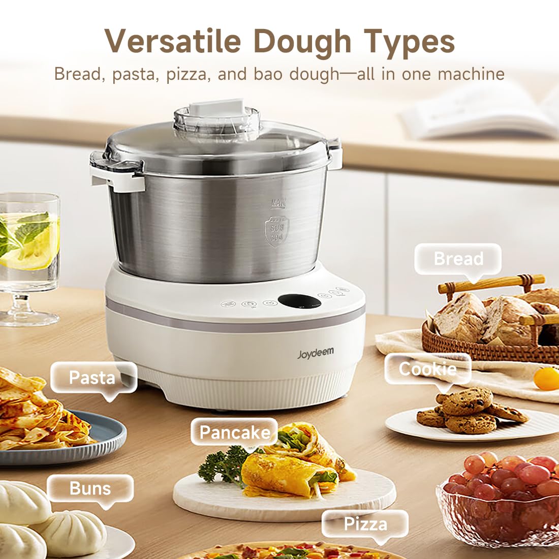 Joydeem Electric Dough Maker With Ferment Function, 4.5Qt Dough Mixer Machine, Perfect For Bread Pizza Roti Dumpling Dough & Sou