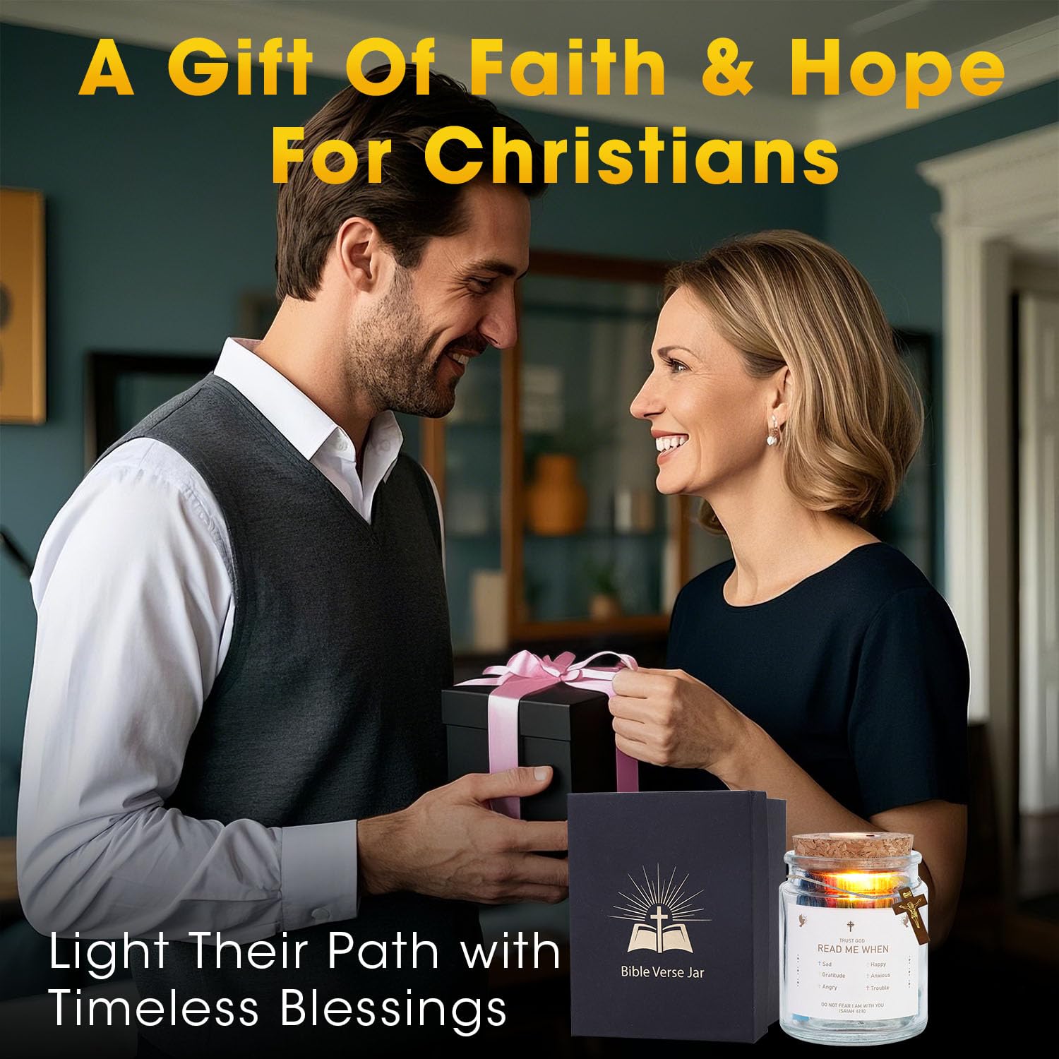 Bible Verse Jar Night Light, Read Me When Bible Verses Jar, Bible Accessories, Graduation Gifts for Women, Men, Religious Gifts