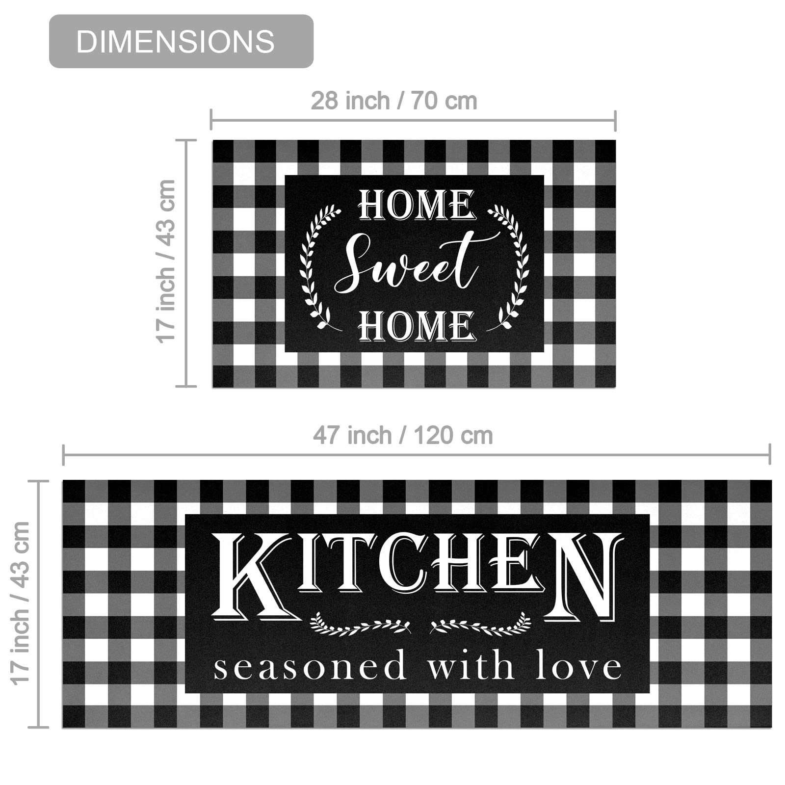 Holvdeng Buffalo Plaid Kitchen Mat Set Of 2 Non Slip Thick Kitchen Rugs And Mats For Floor Comfort Standing Mats For Kitchen, Si